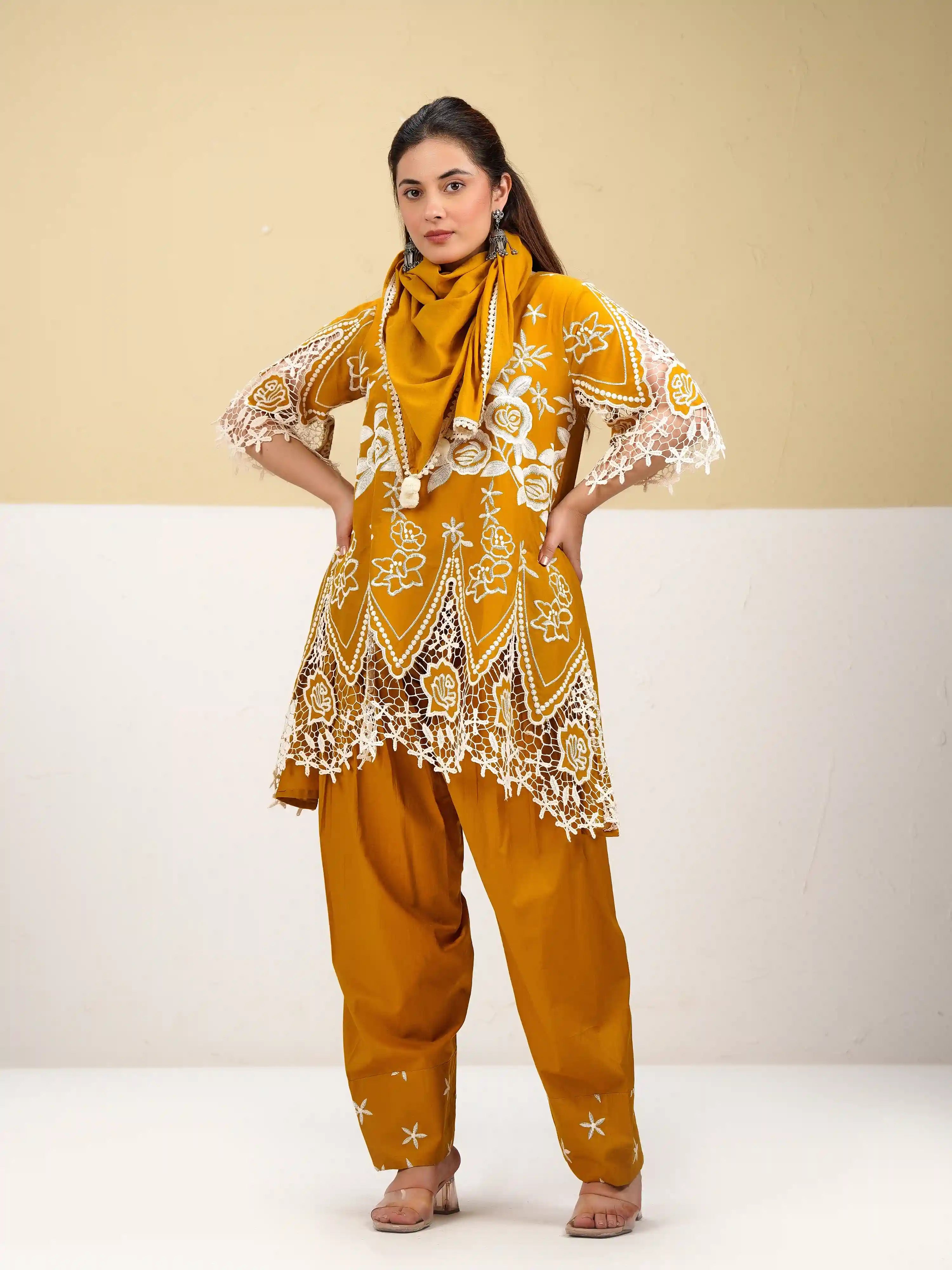 SUNFLOWER EMBROIDERED ELEGANCE PAKISTANI FARSHI SALWAR SUIT
