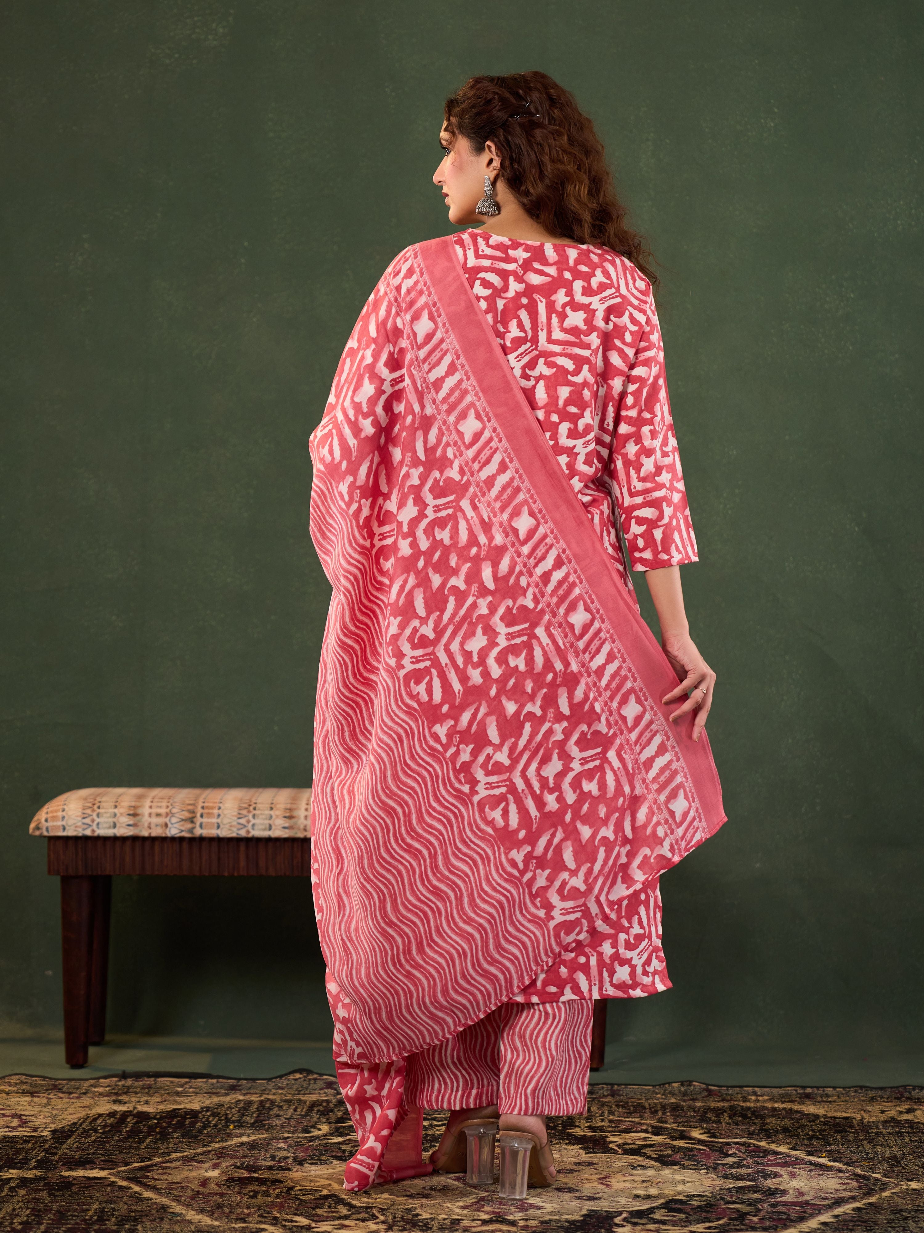 LEELA FLORAL THREE PCS SUIT SET