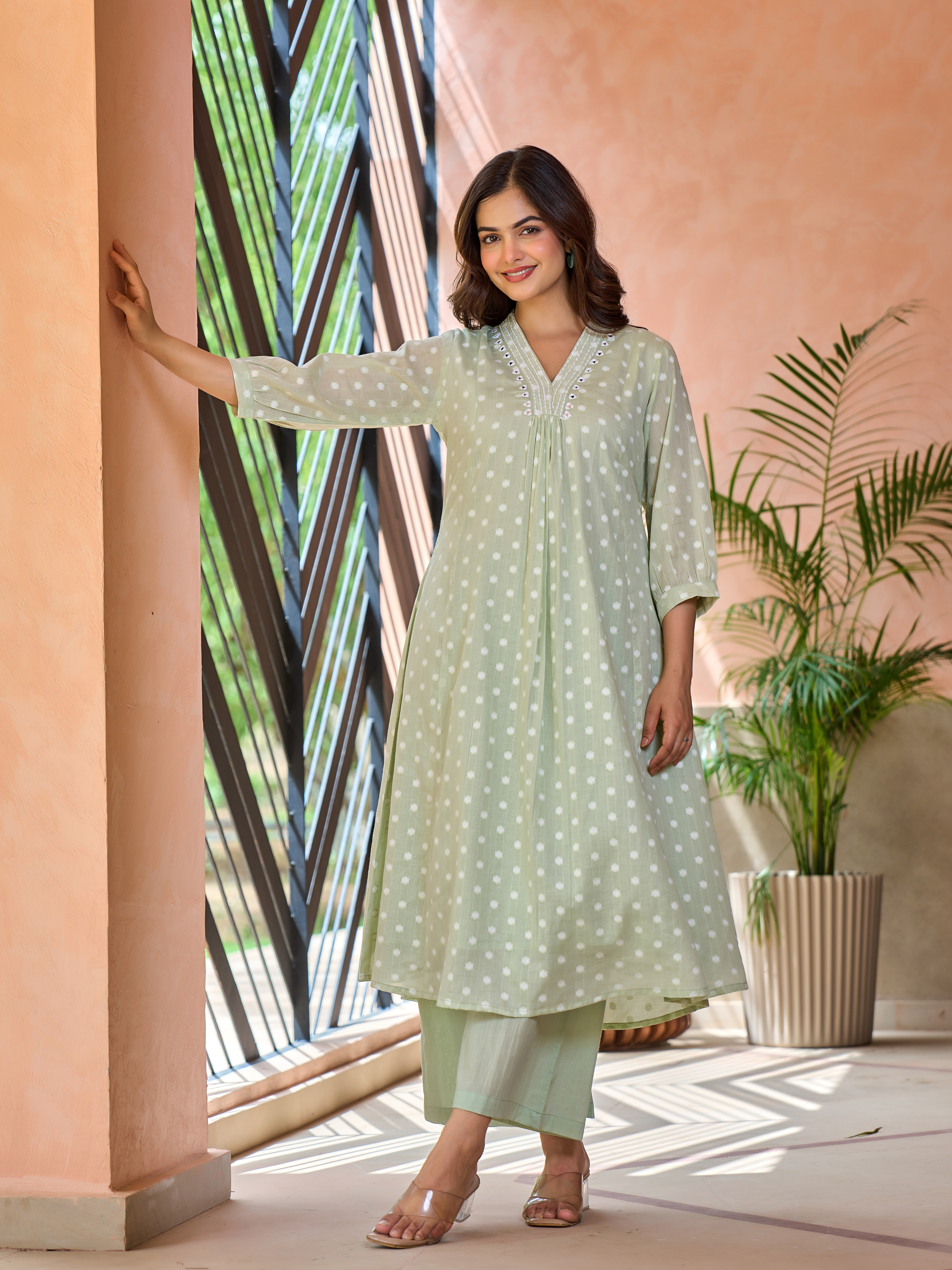 MANNAT POLKA MIRROR WORK KURTA SET