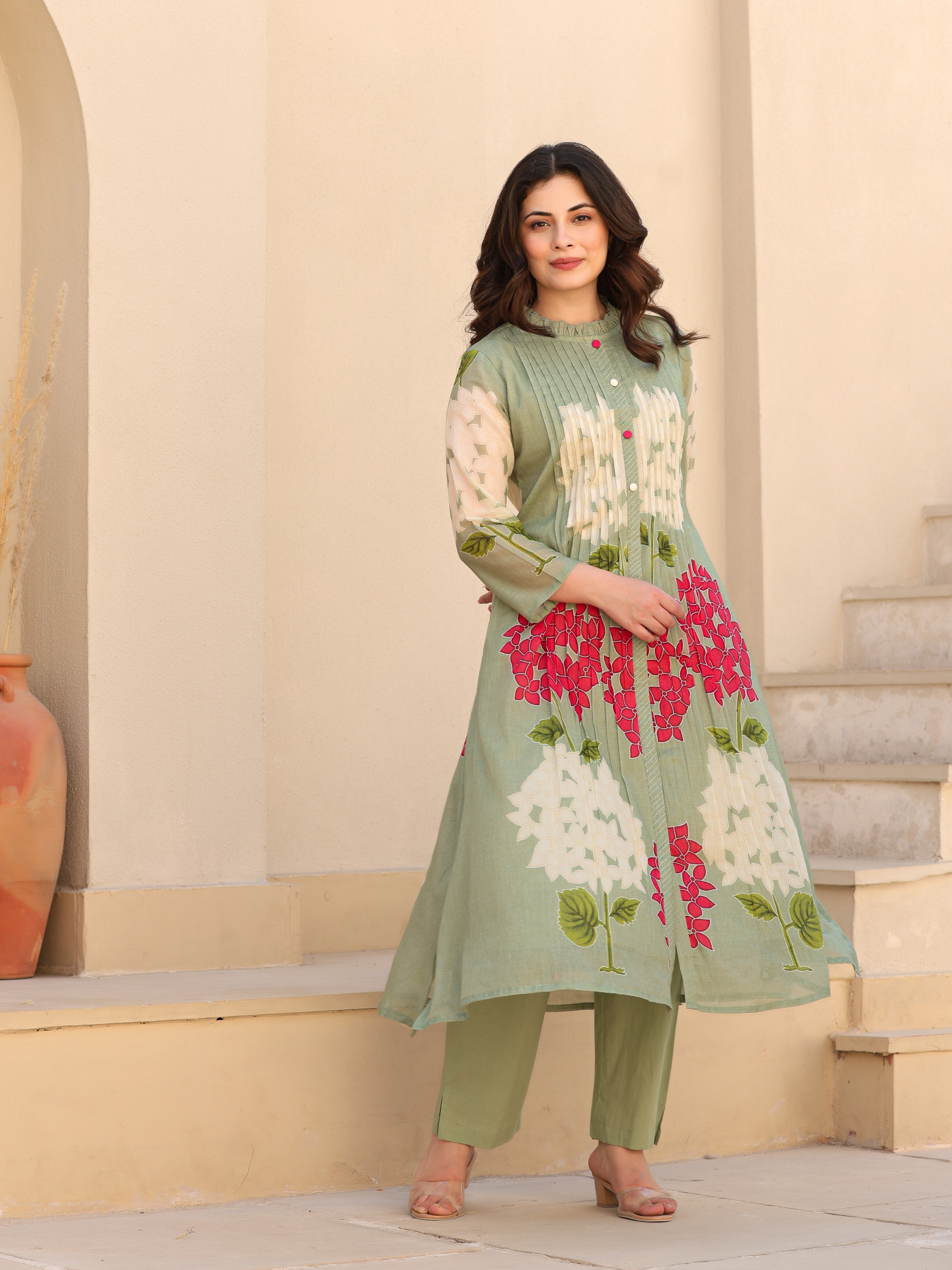 ZAHAN PINTEX  GREEN KURTA SET