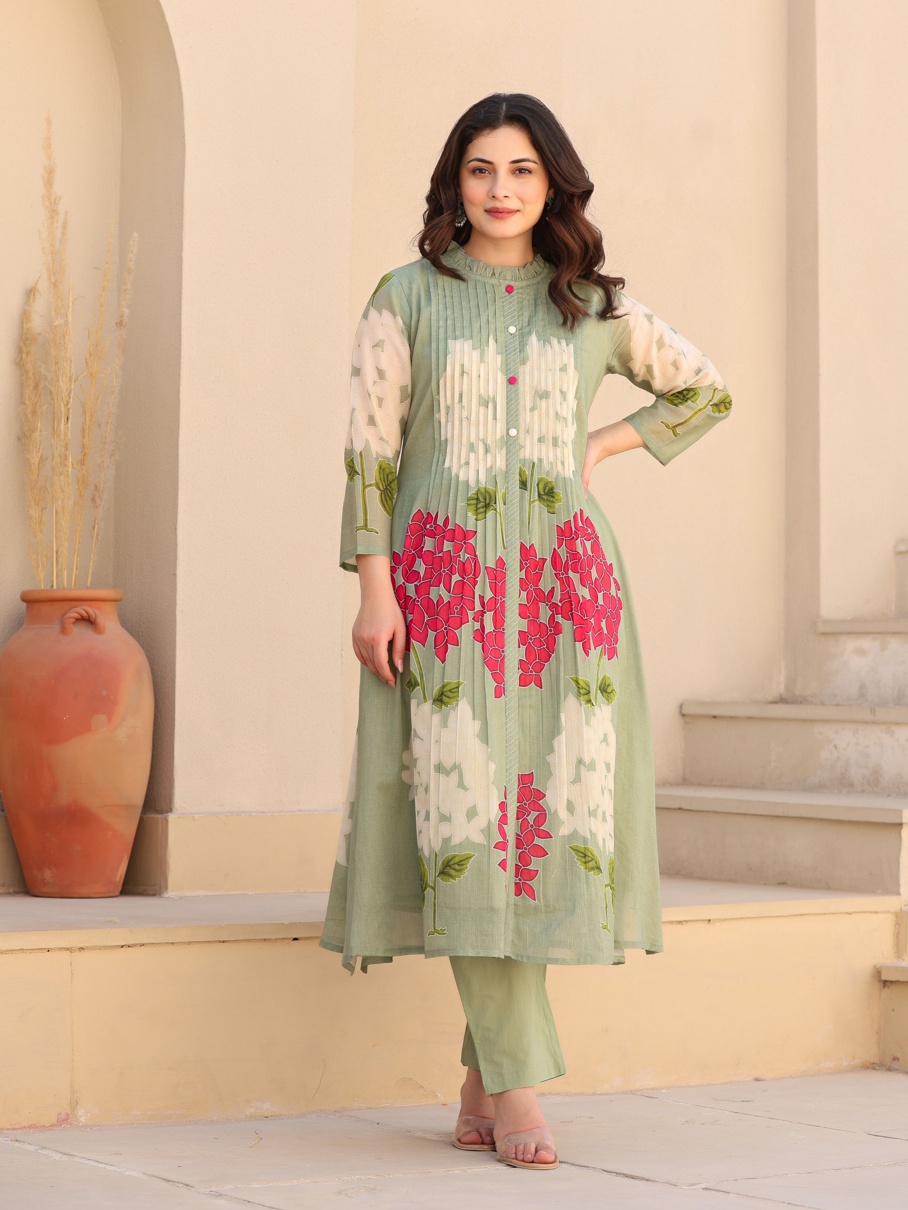 ZAHAN PINTEX  GREEN KURTA SET