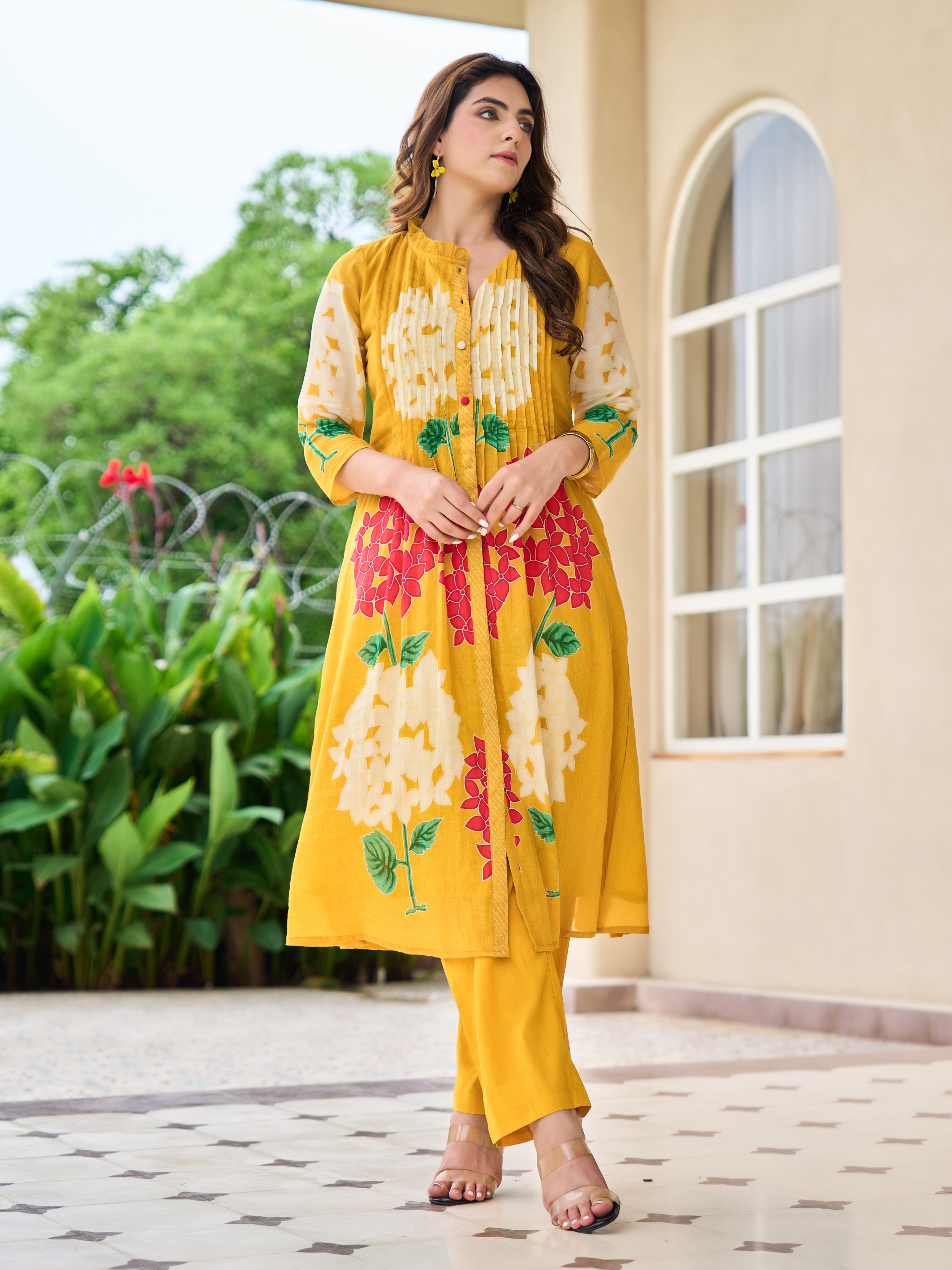 AFREEN YELLOW  PRINTED KURTA SET