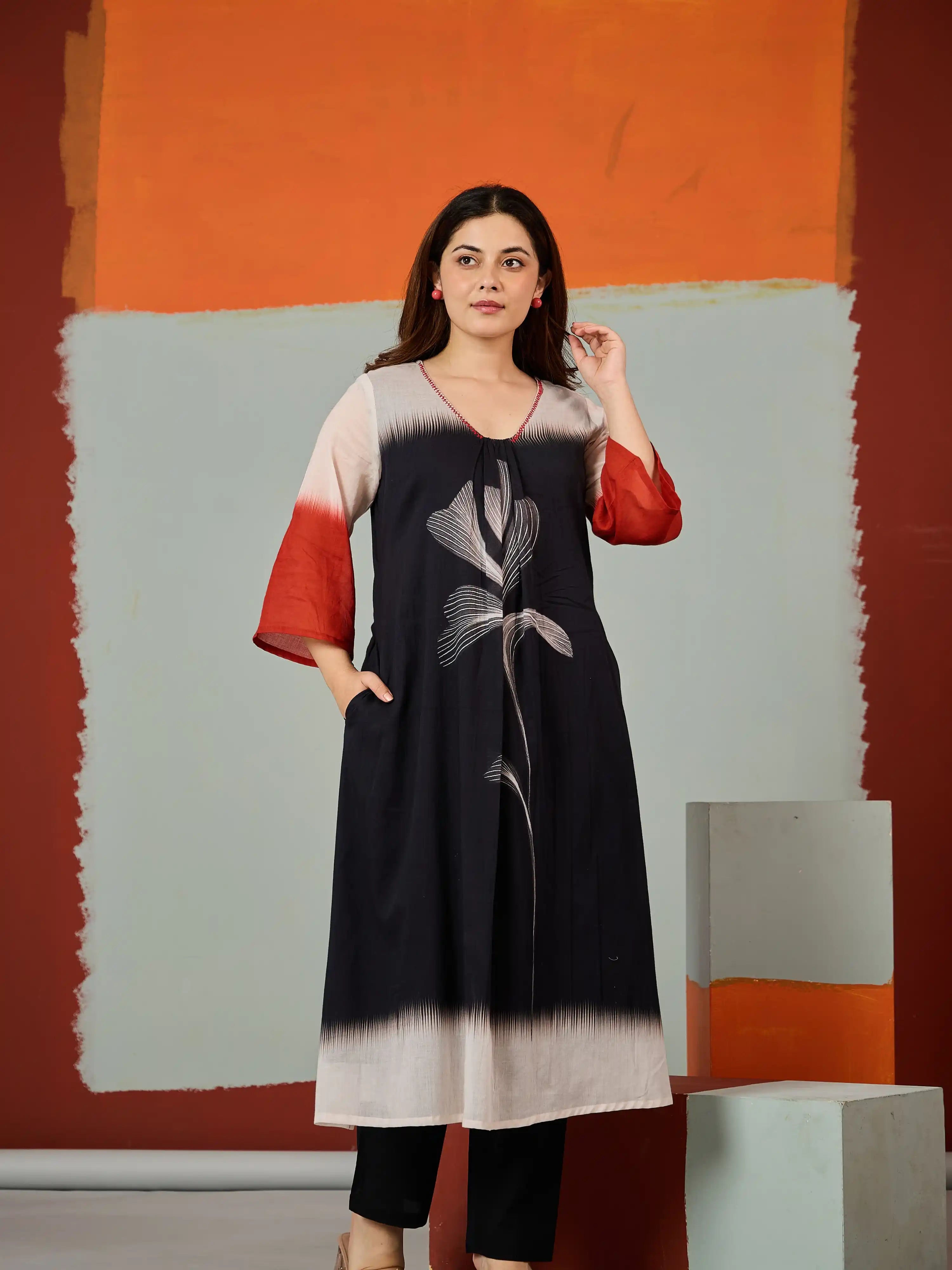 SHADOW PETAL DESIGNER PURE COTTON KURTA SET
