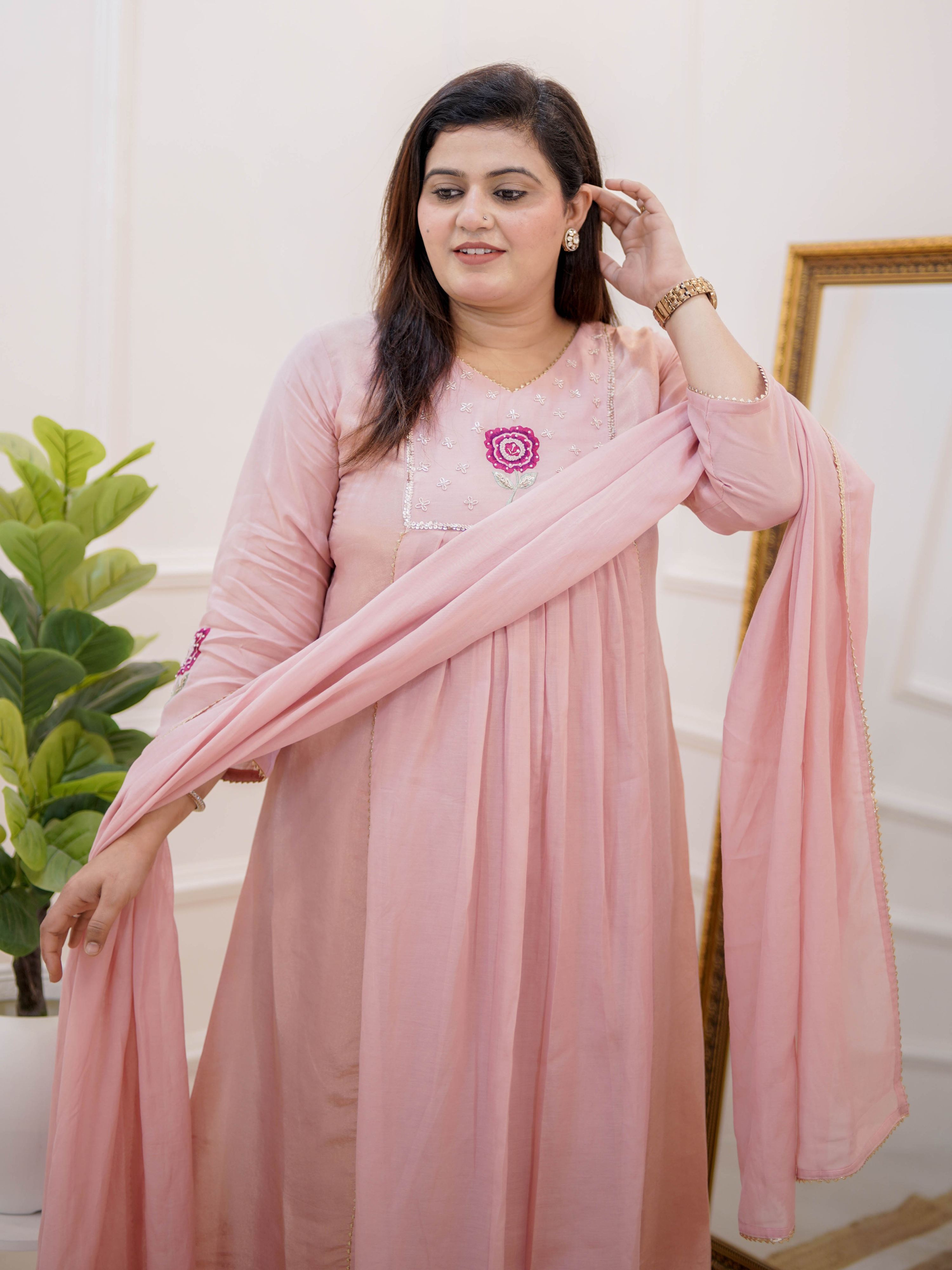 BLUSH ROSE EMBROIDERED SUIT SET