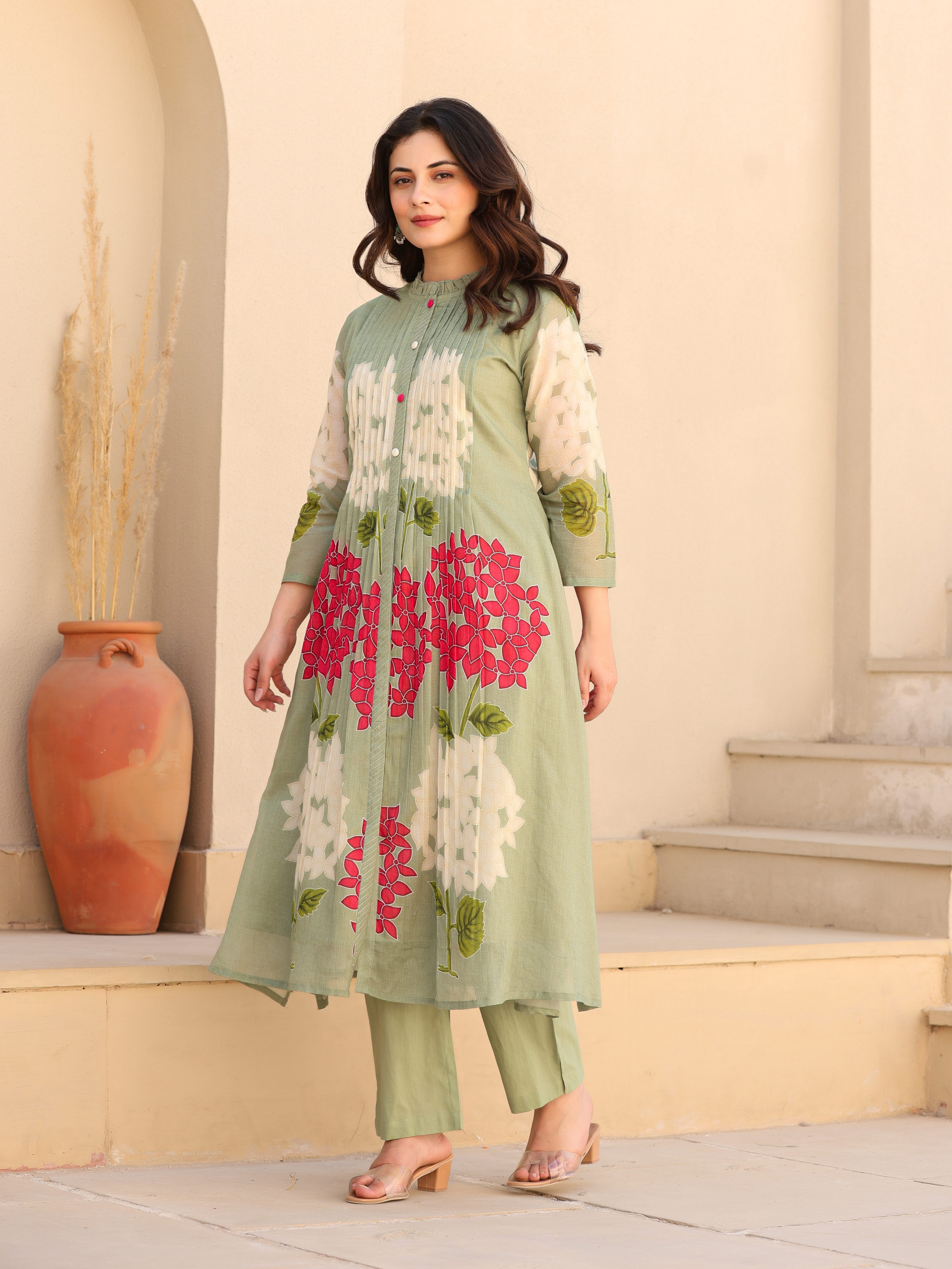 ZAHAN PINTEX  GREEN KURTA SET