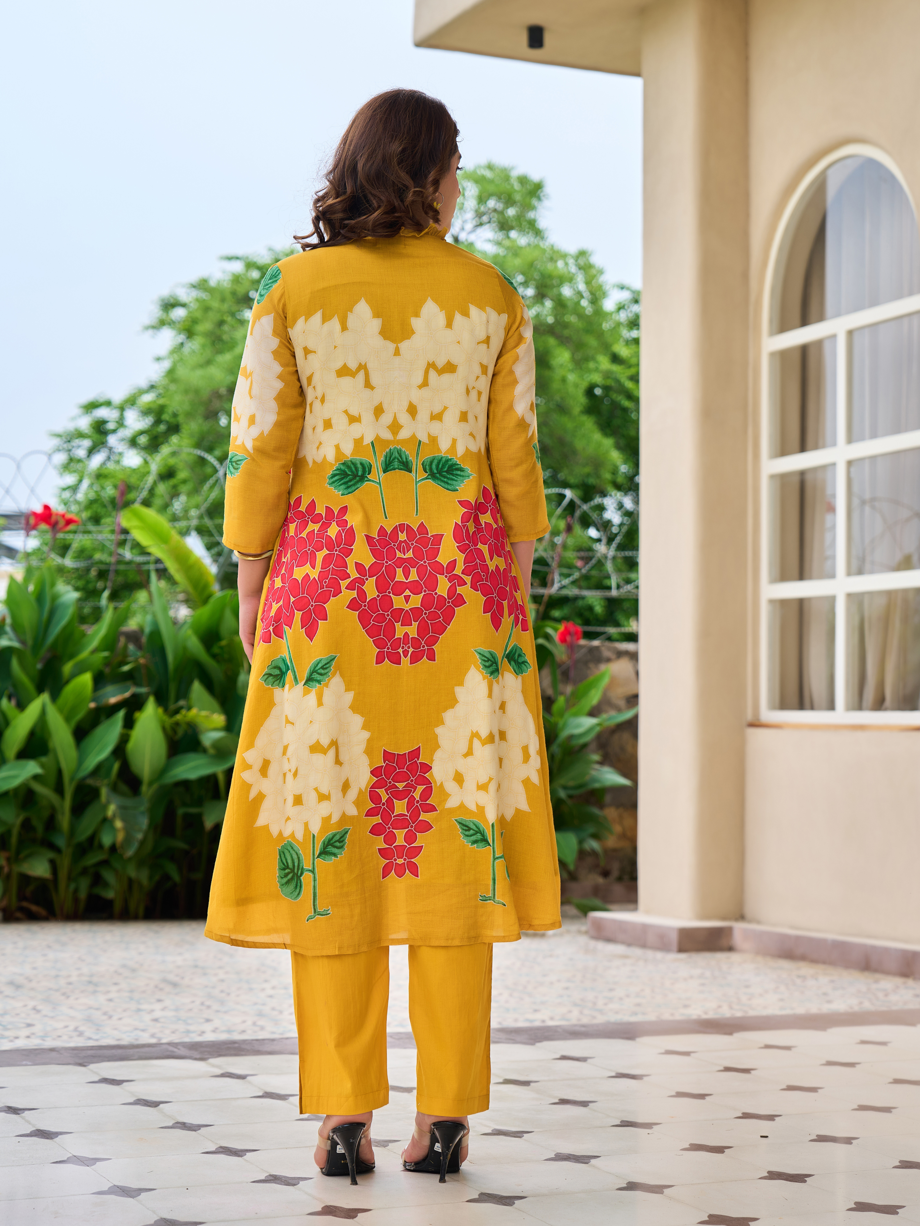 AFREEN YELLOW  PRINTED KURTA SET