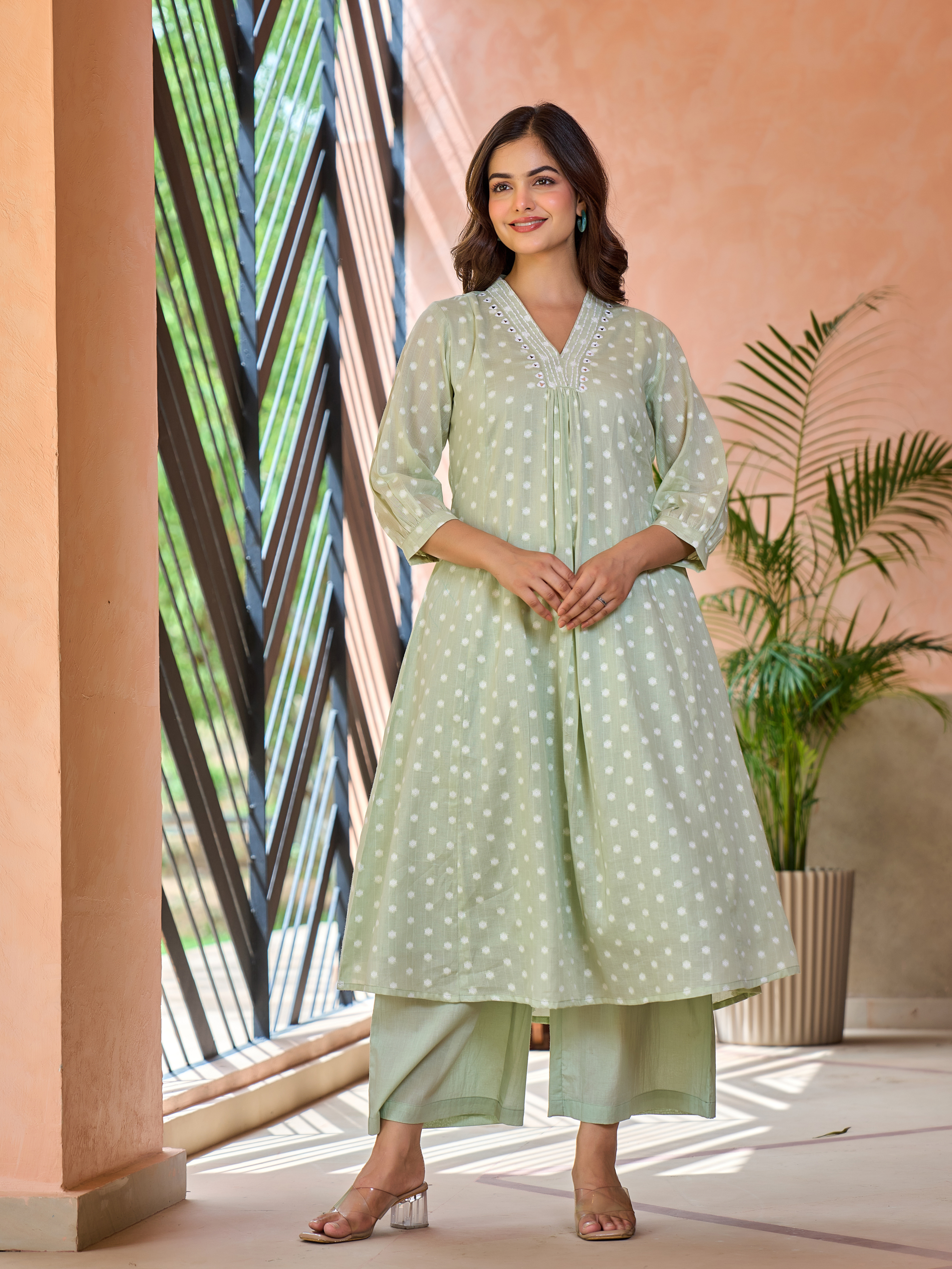 MANNAT POLKA MIRROR WORK KURTA SET