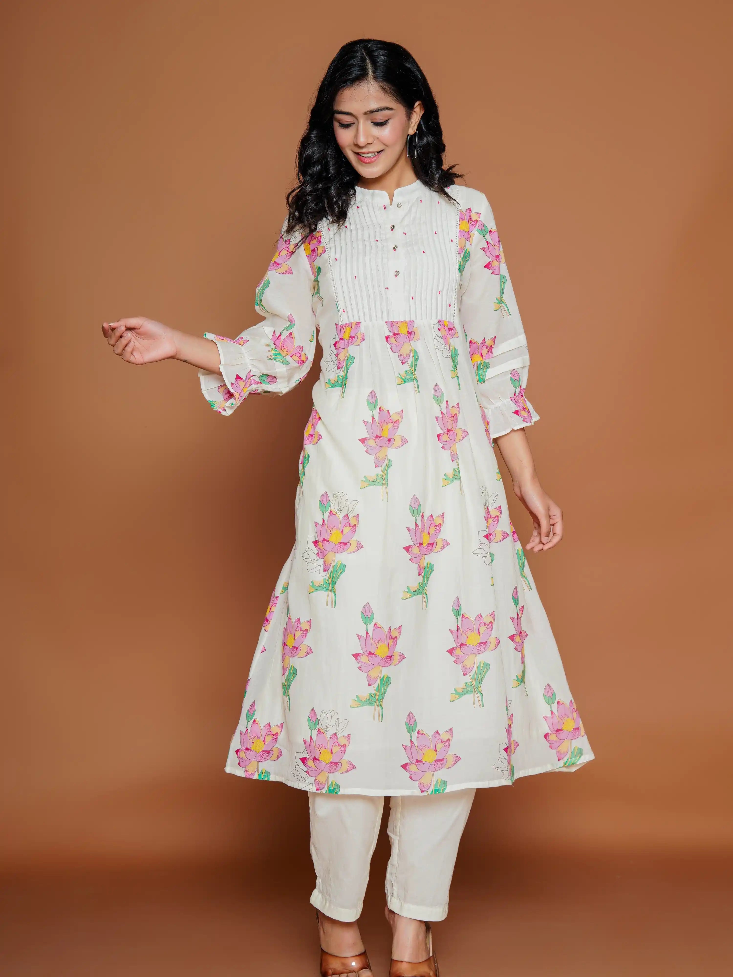 LOTUS FLORAL PRINTED A-LINE KURTA SET