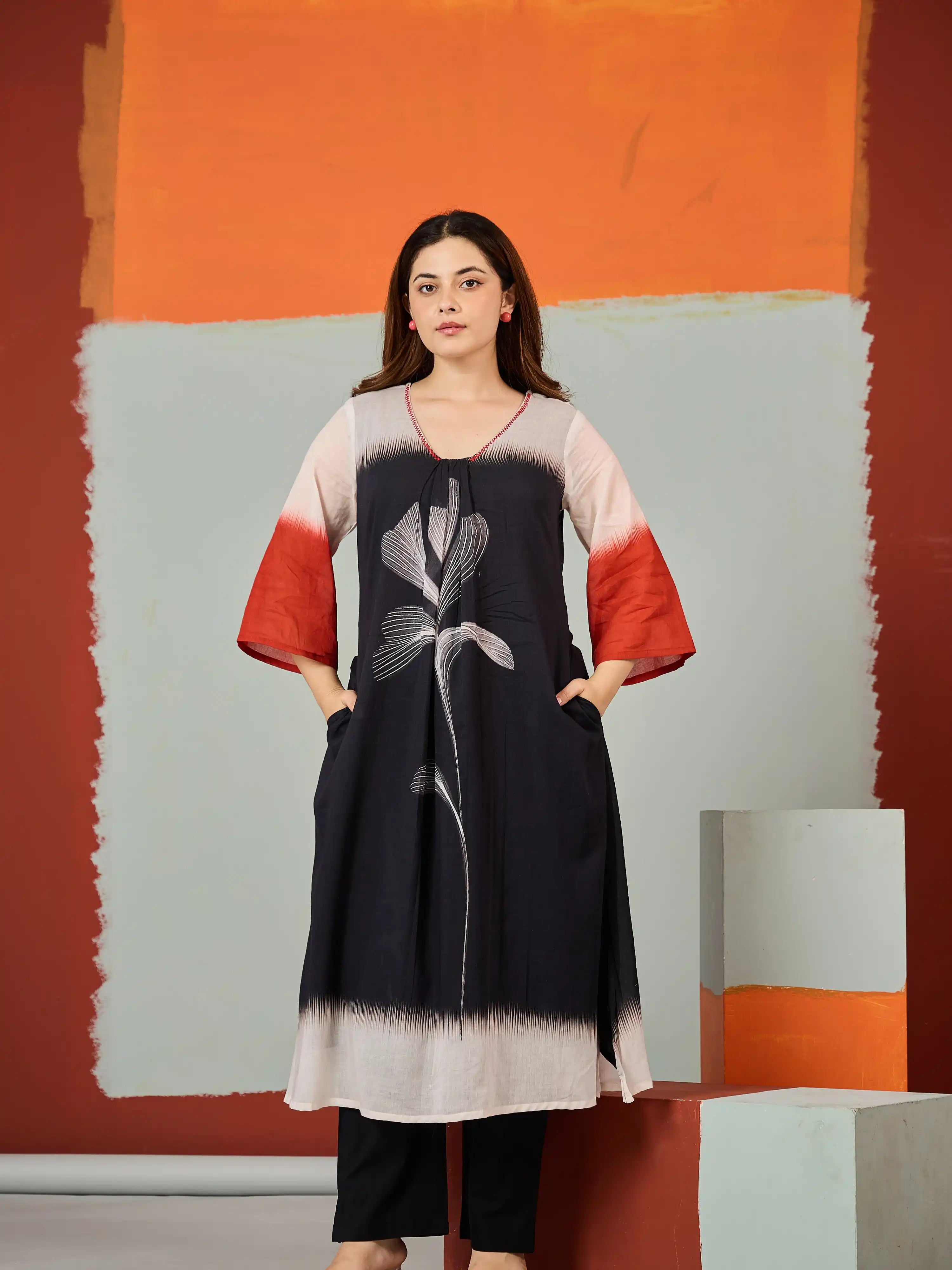 SHADOW PETAL DESIGNER PURE COTTON KURTA SET