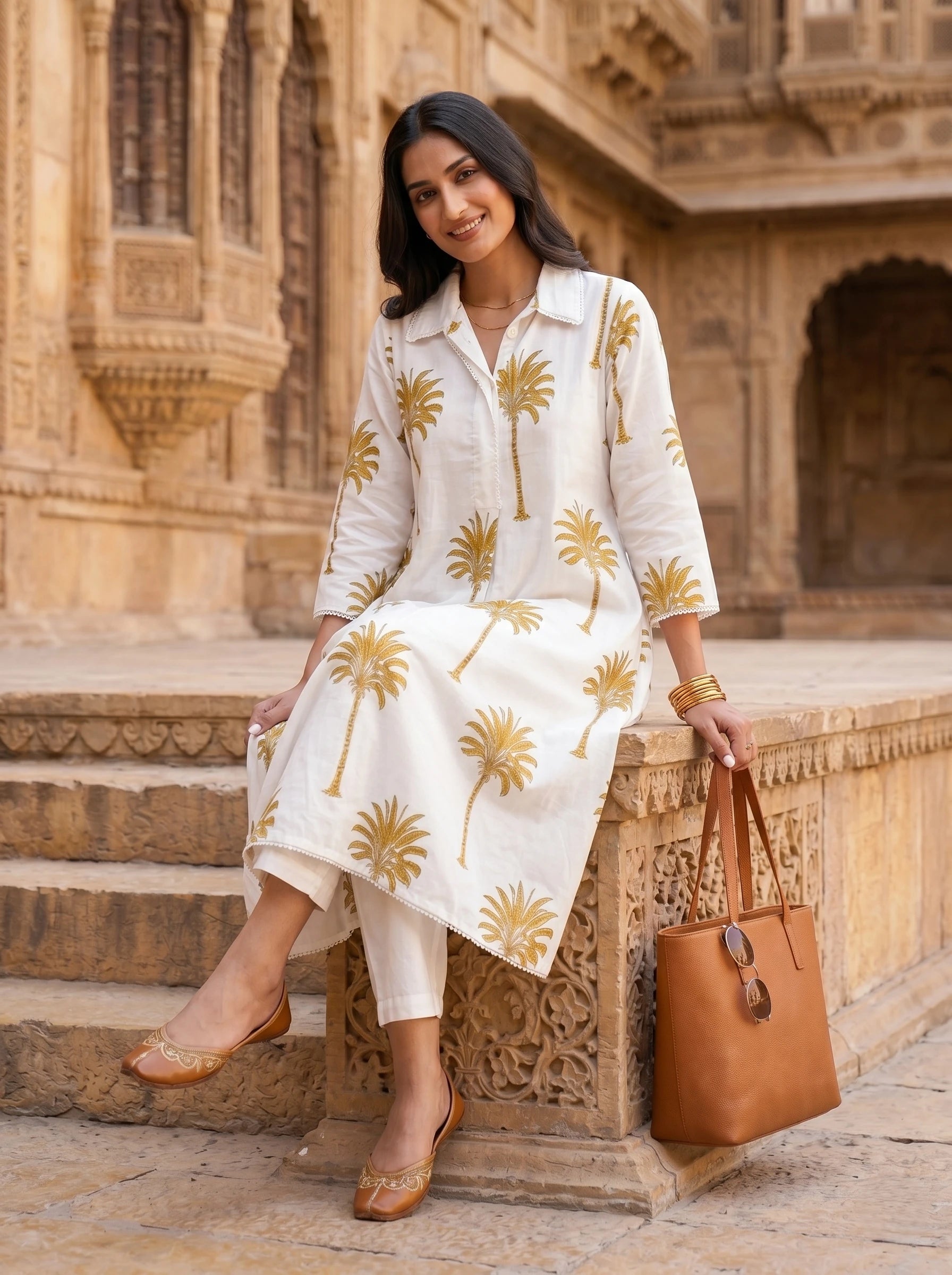 PALM TREE WITH INNER KURTA SET