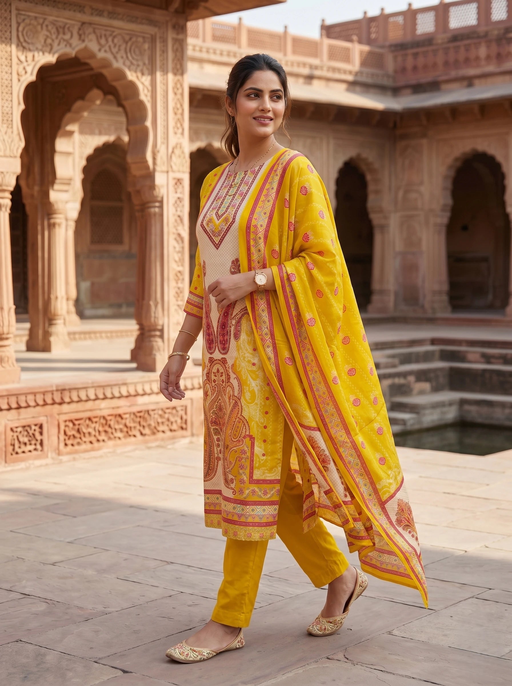 ROYAL YELLOW MIRROR HANDWORK SUIT SET
