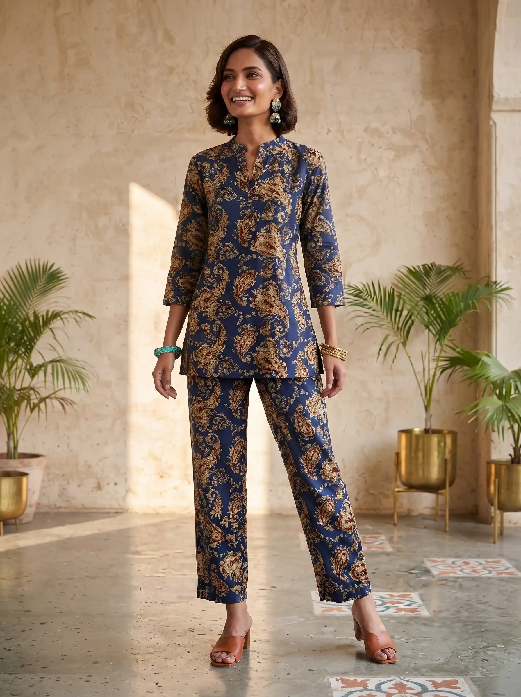 BLUE EMPRESS PAISLEY PURE COTTON CO-ORD SET