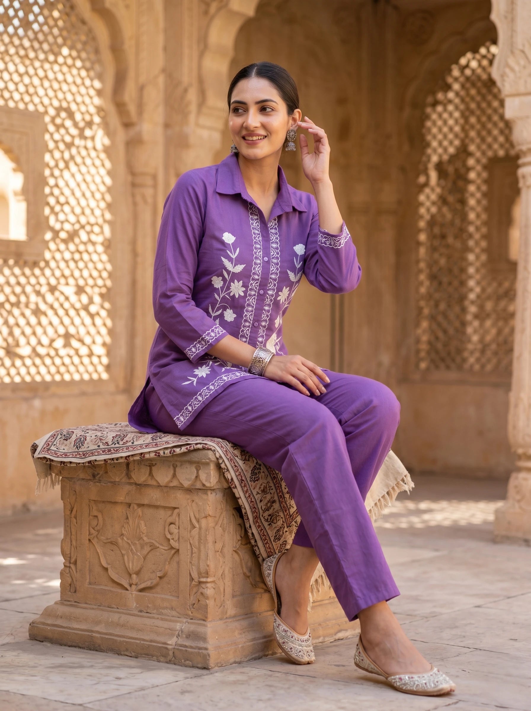 PURPLE EMBROIDERED CO-ORD SET