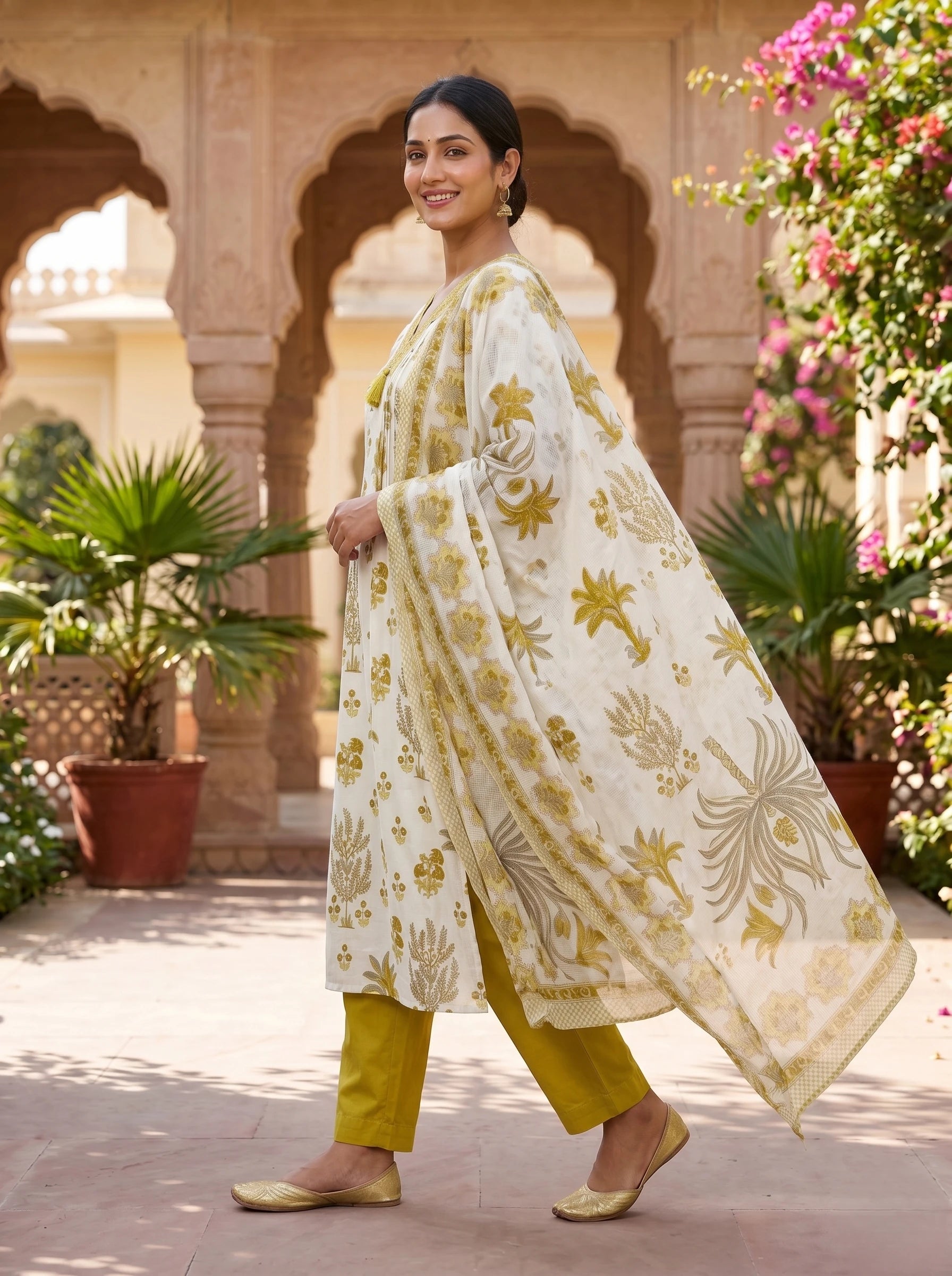 GOLDEN FLORA PURE COTTON SUIT SET
