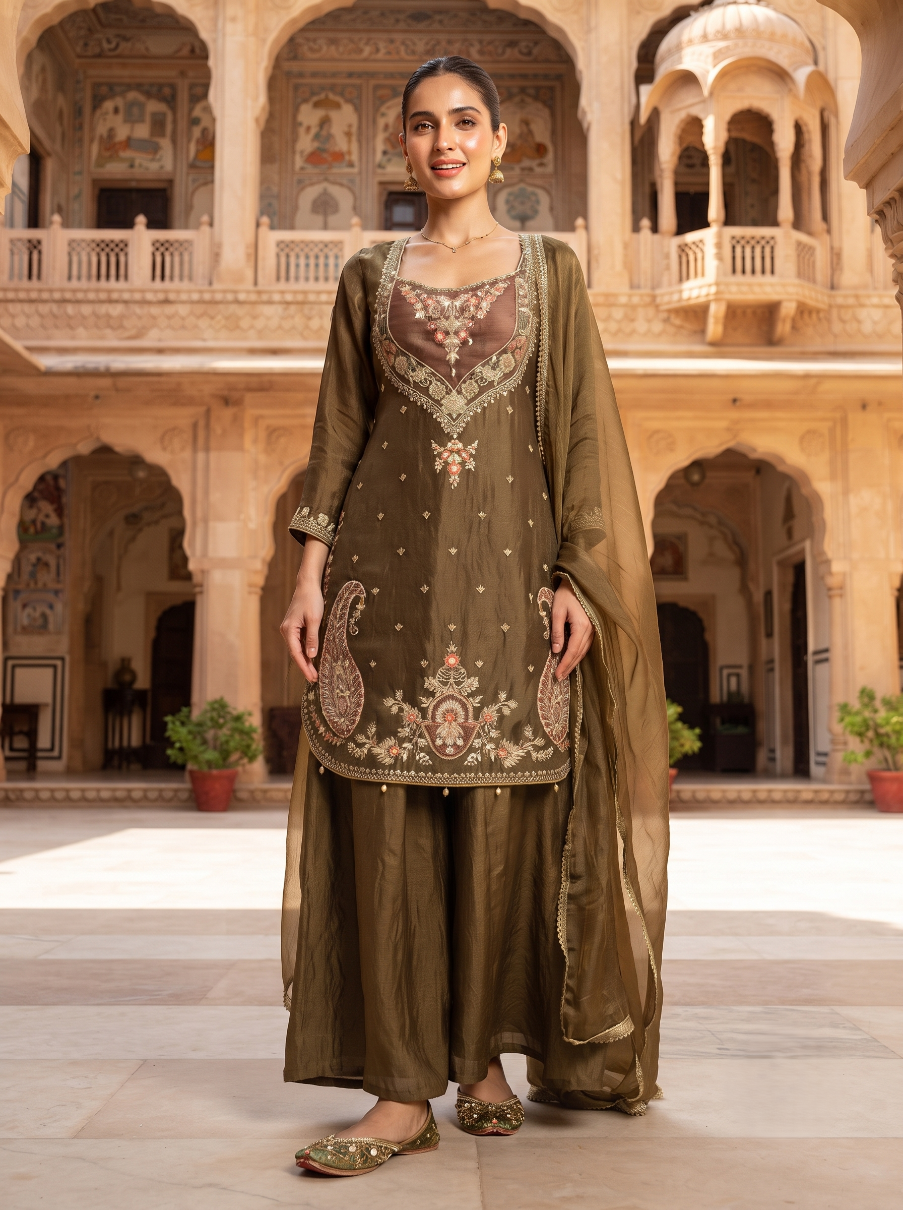 COCOA LUXE SHIMMER PAKISTANI SUIT WITH DUPATTA