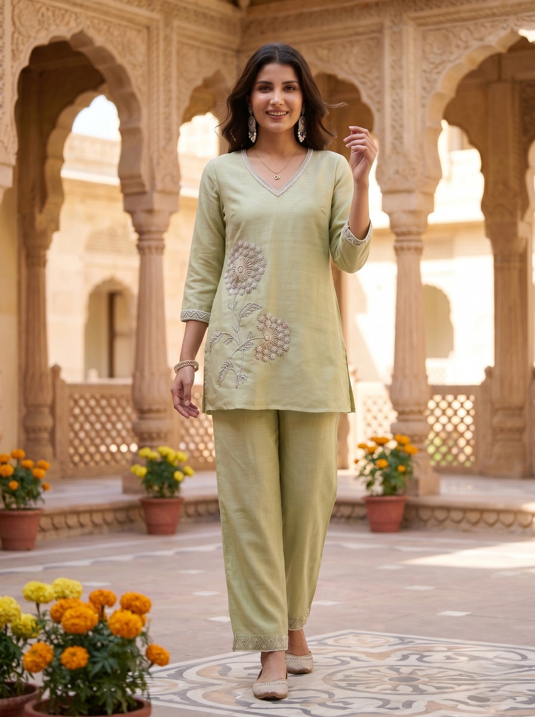 MINT GREEN HANDWORK CO-ORD SET