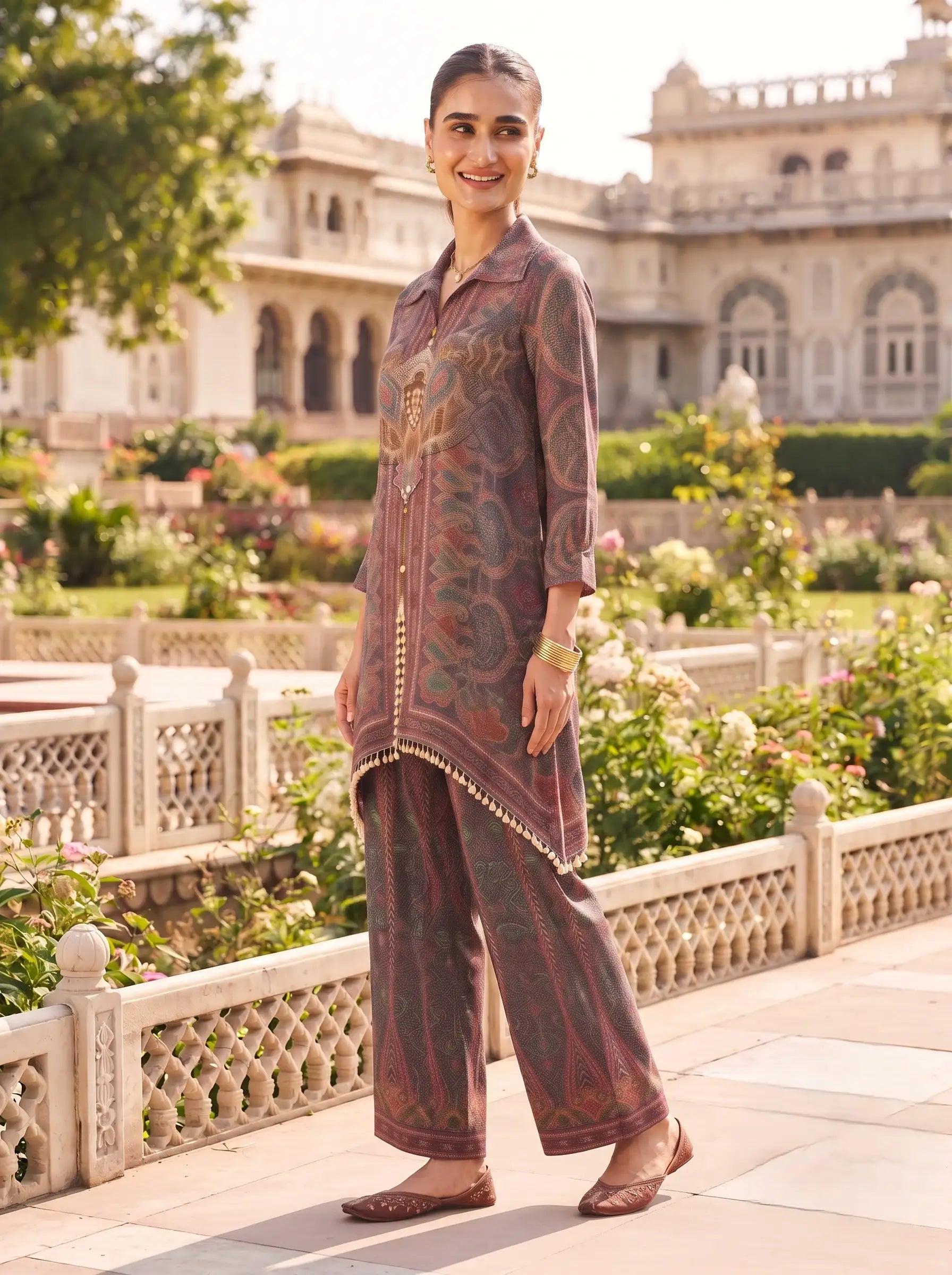 ROYAL PAISLEY PRINTED PURE MUSLIN CO-ORD SET