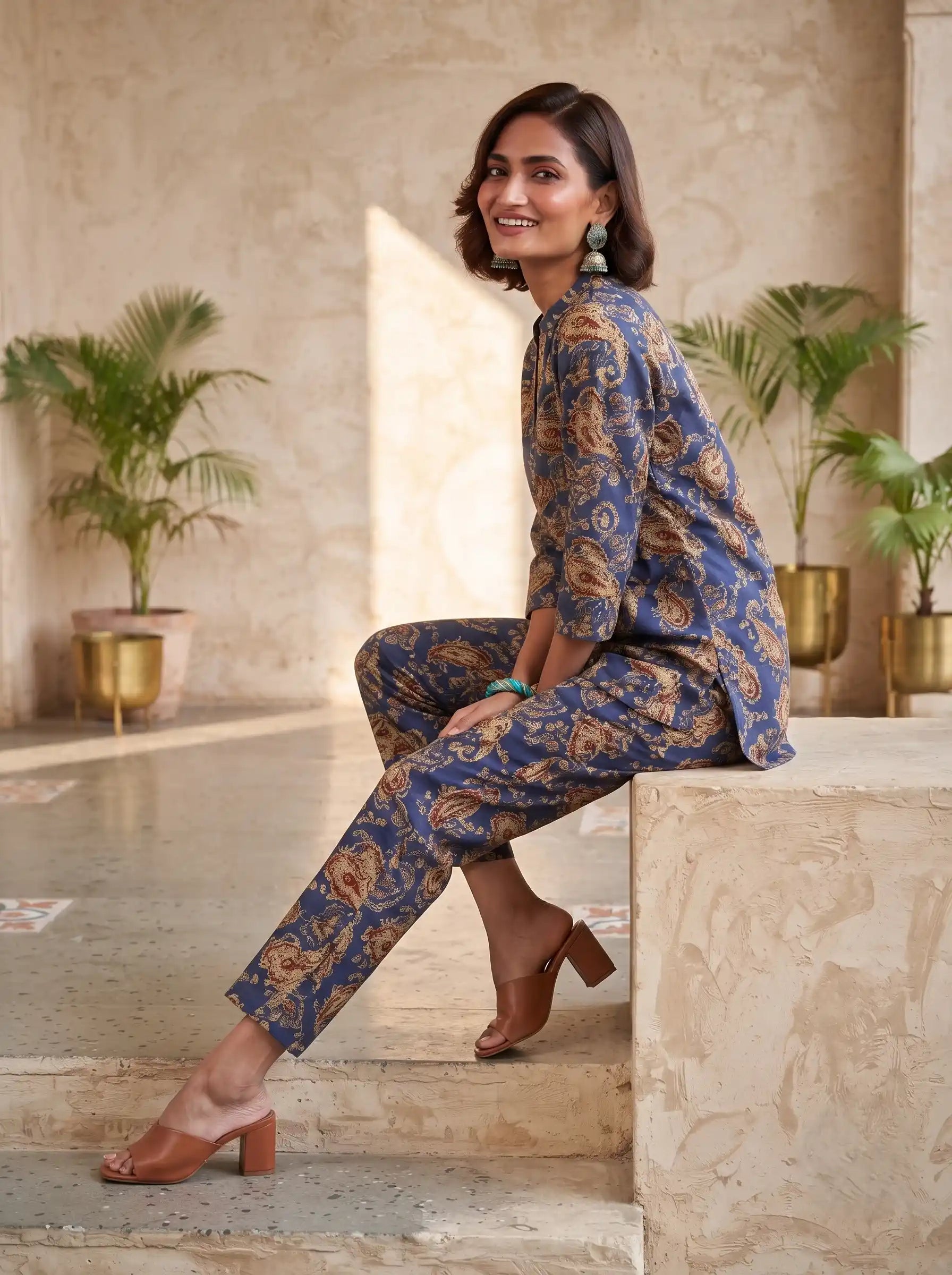 BLUE EMPRESS PAISLEY PURE COTTON CO-ORD SET