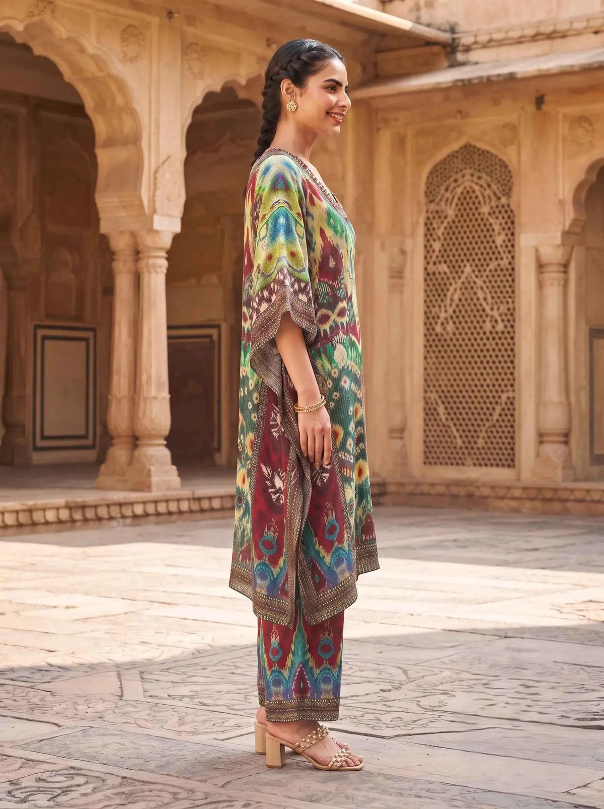 IKEBANA MULTICOLOR IKAT PRINTED PURE MUSLIN CO-ORD SET