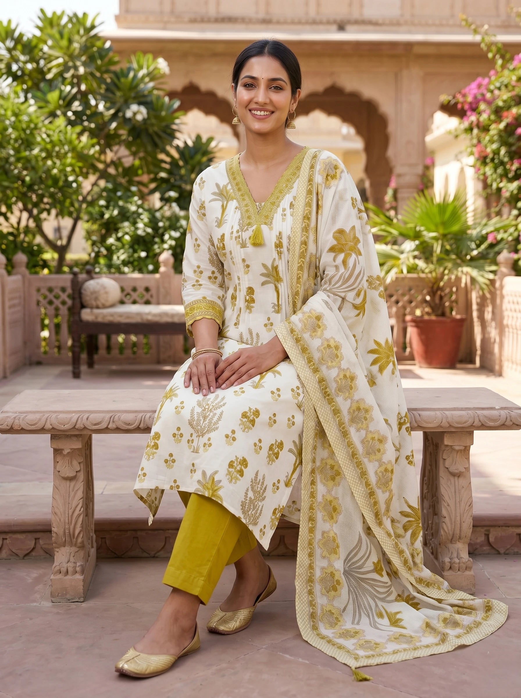 GOLDEN FLORA PURE COTTON SUIT SET