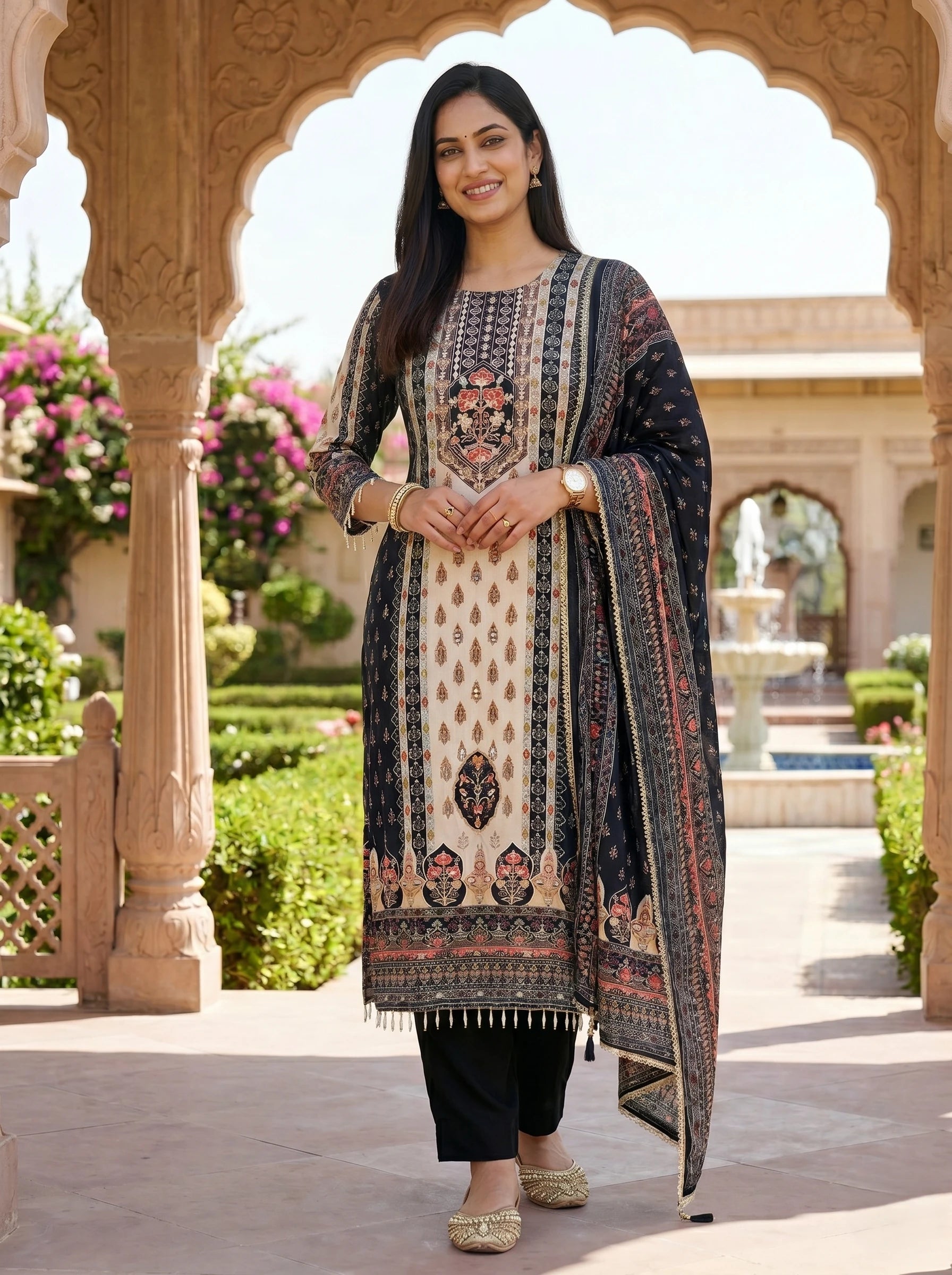 RABIA BLACK STRAIGHT SUIT SET