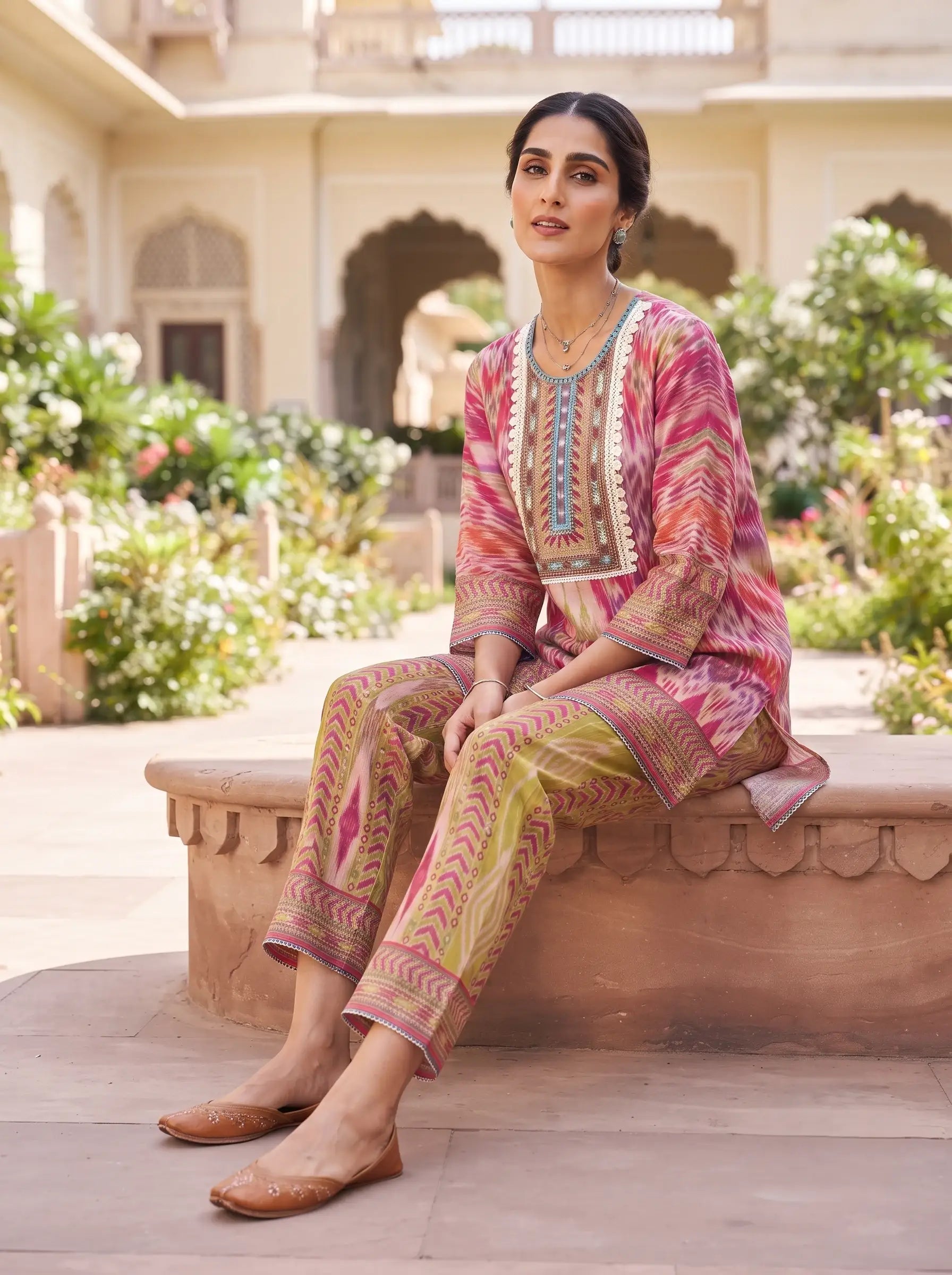 IKEBANA HERITAGE PRINTED PURE MUSLIN CO-ORD SET