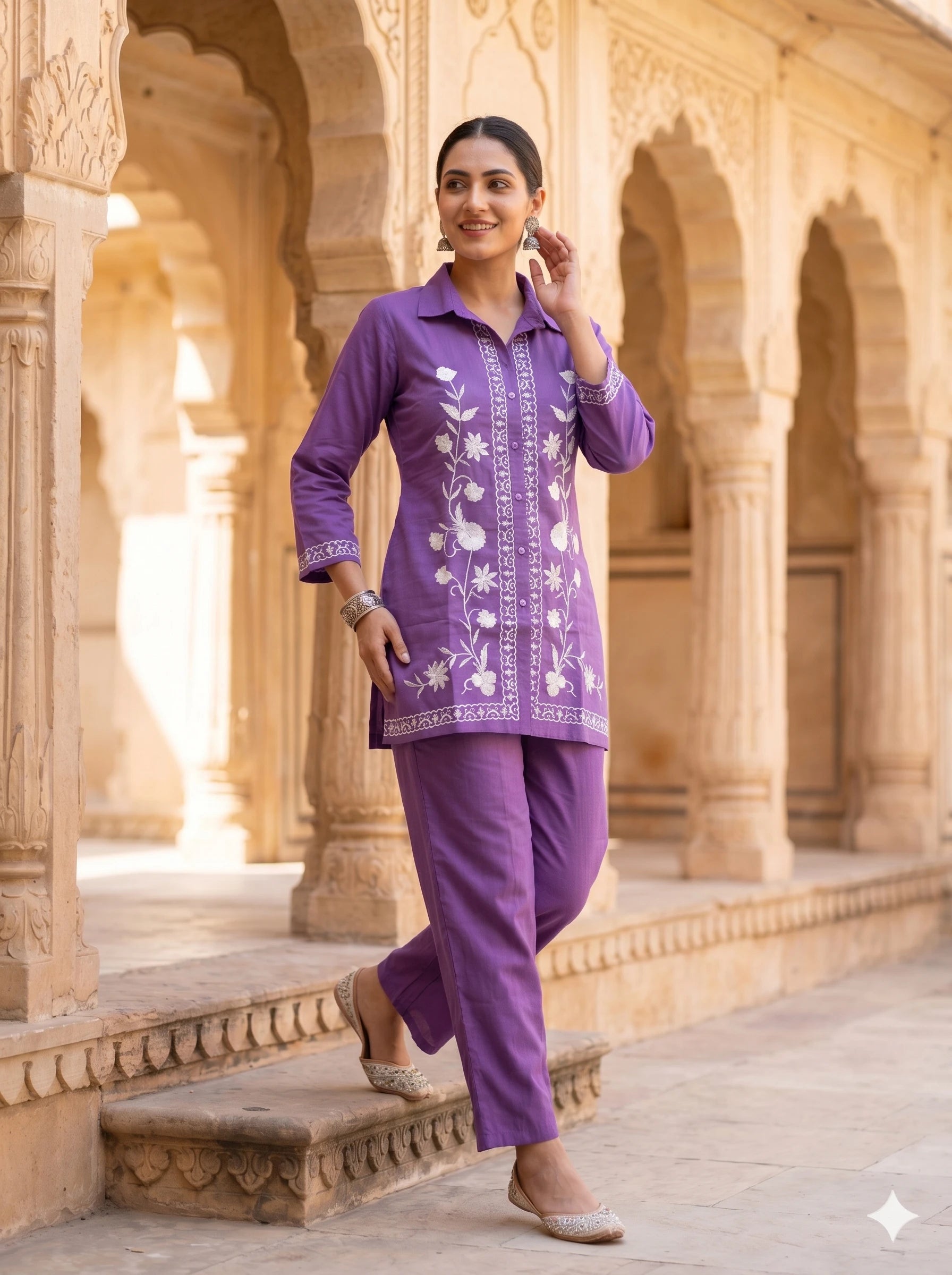 PURPLE EMBROIDERED CO-ORD SET