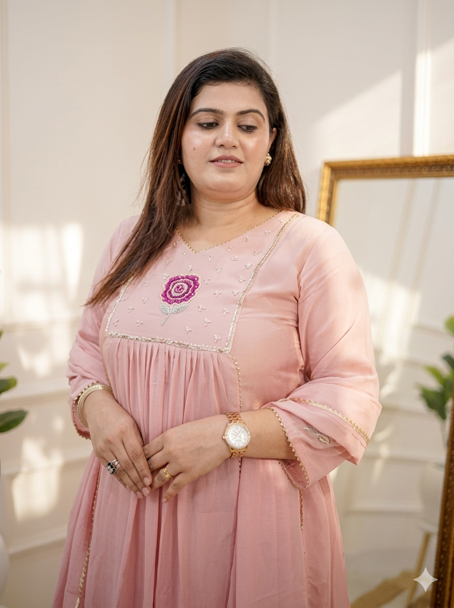 BLUSH ROSE EMBROIDERED SUIT SET