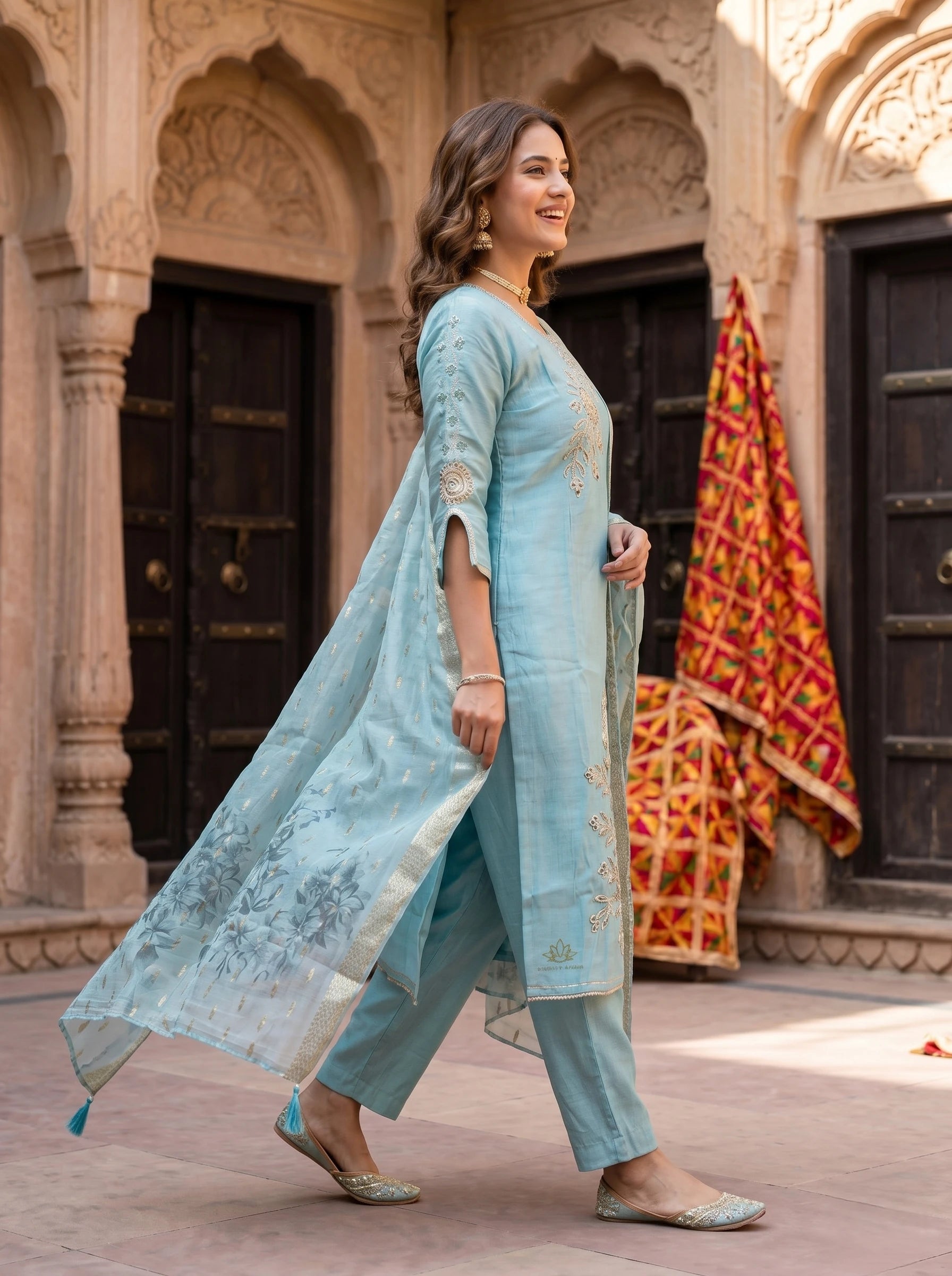 AARZOO ZARI WORK SUIT SET