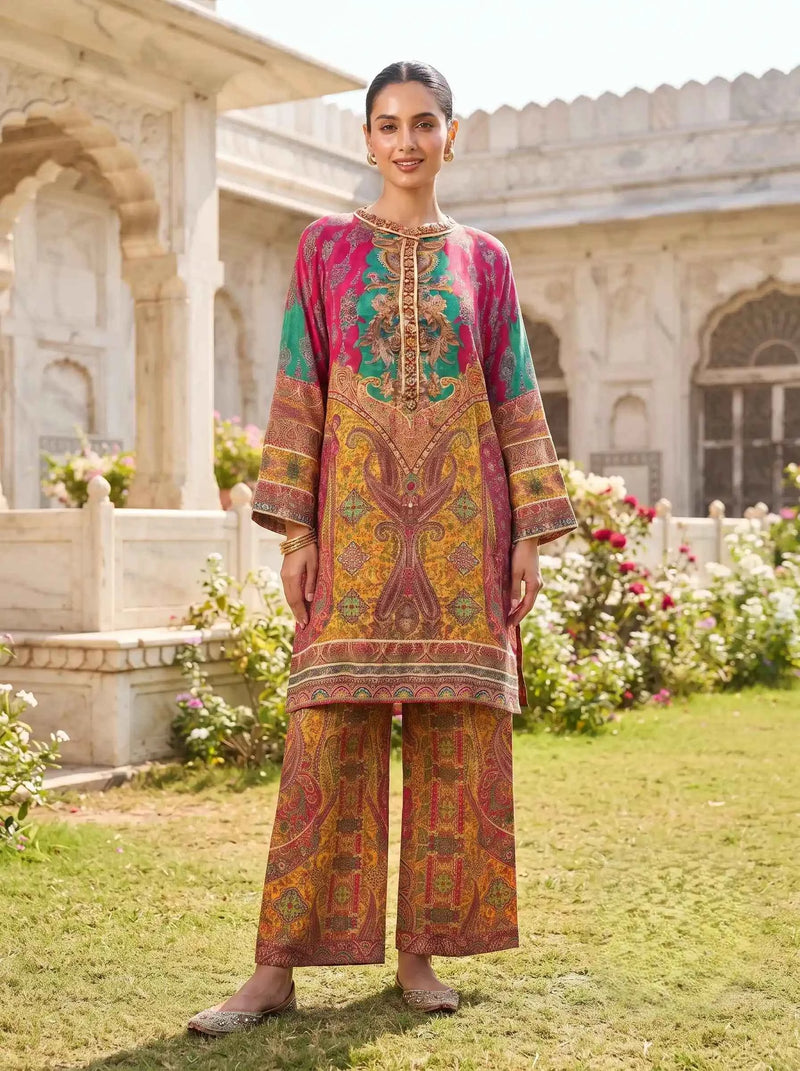 BOHEMIAN SILK-BLEND PURE MUSLIN CO-ORD SET