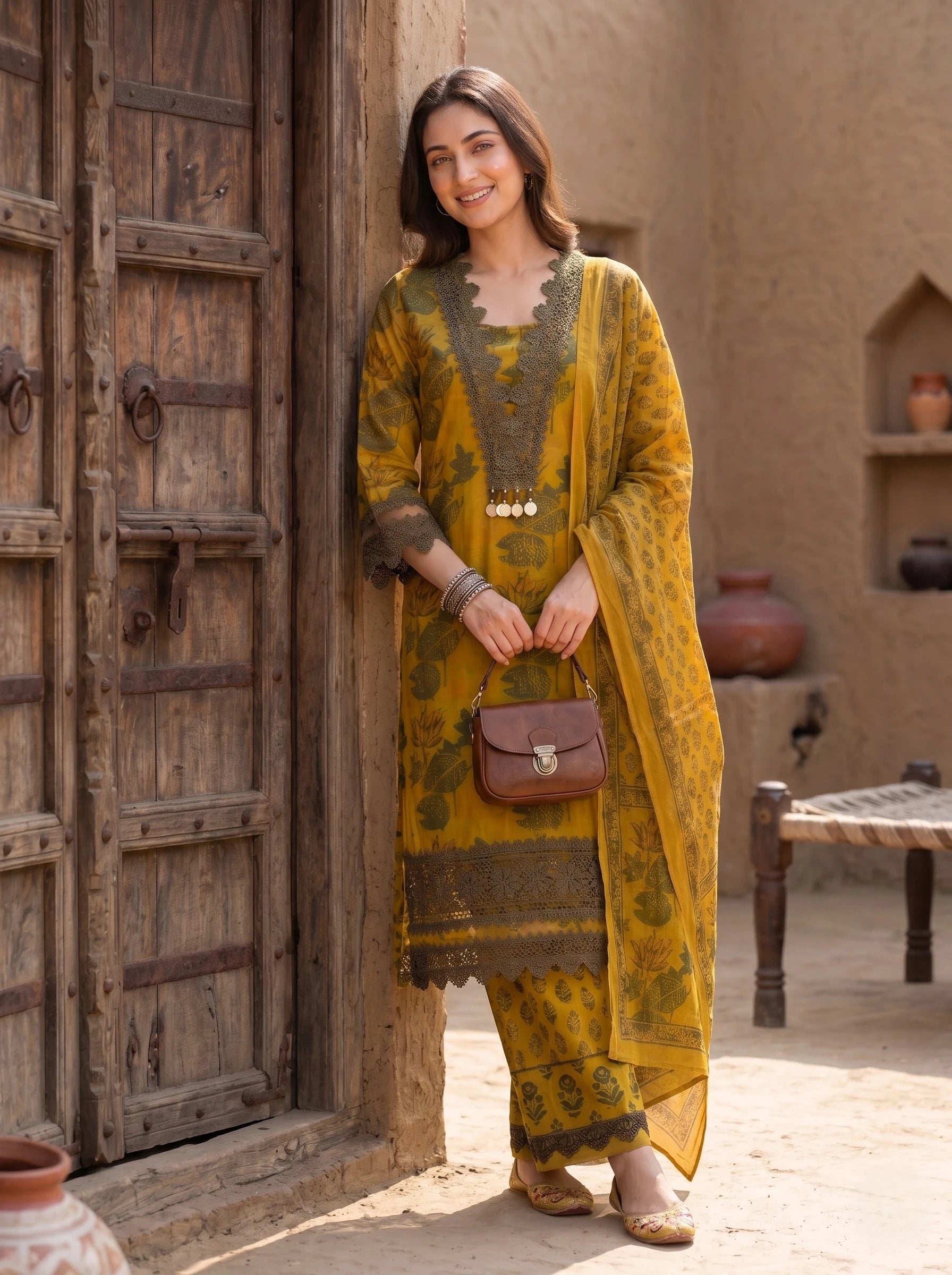 MUSTURD GULBAHAR PAKISTANI SUIT SET