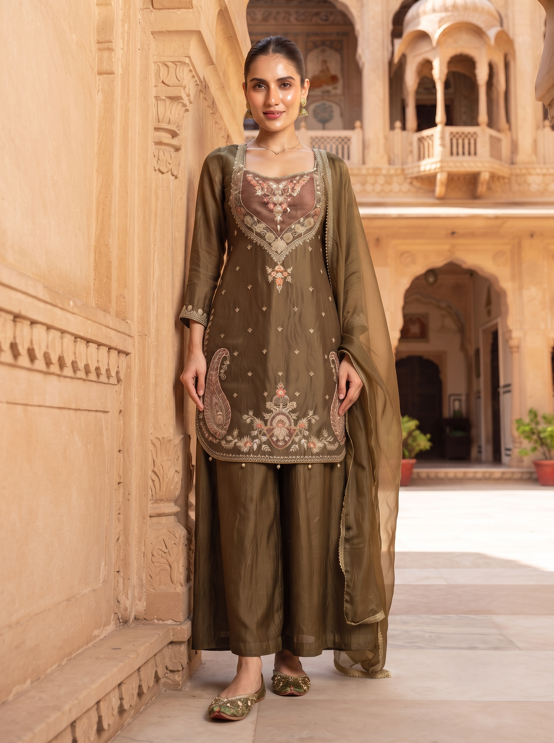 COCOA LUXE SHIMMER PAKISTANI SUIT WITH DUPATTA