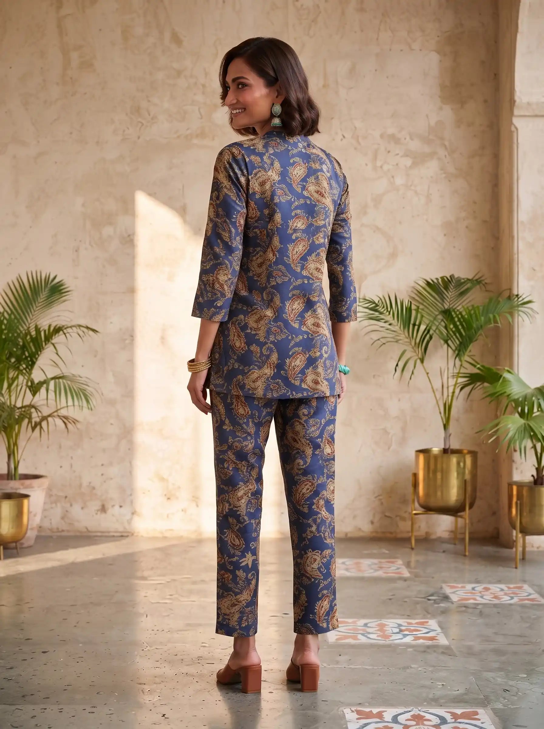 BLUE EMPRESS PAISLEY PURE COTTON CO-ORD SET