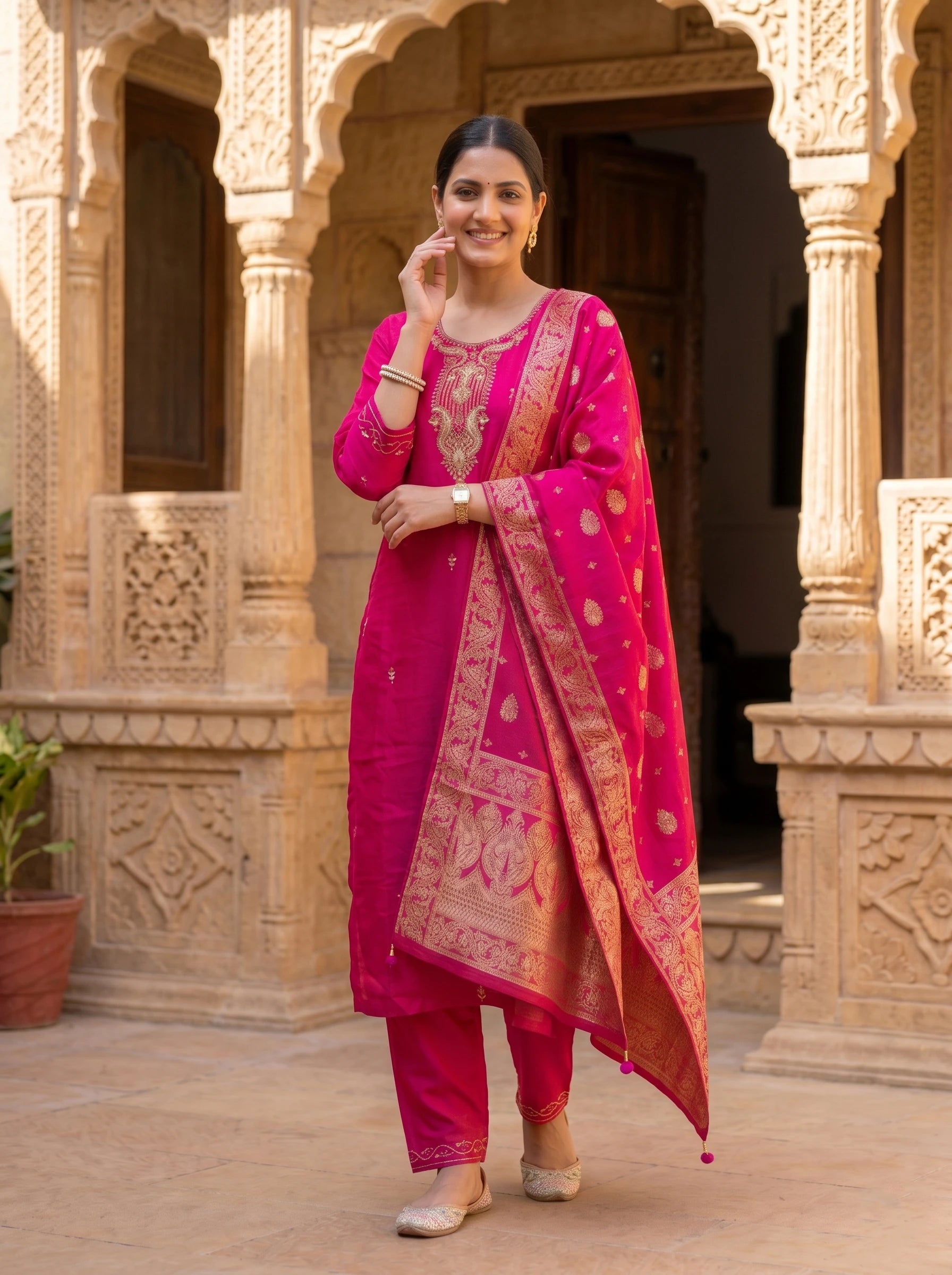 KAMIRA HANDWORK BANARSI DUPATTA SUIT SET