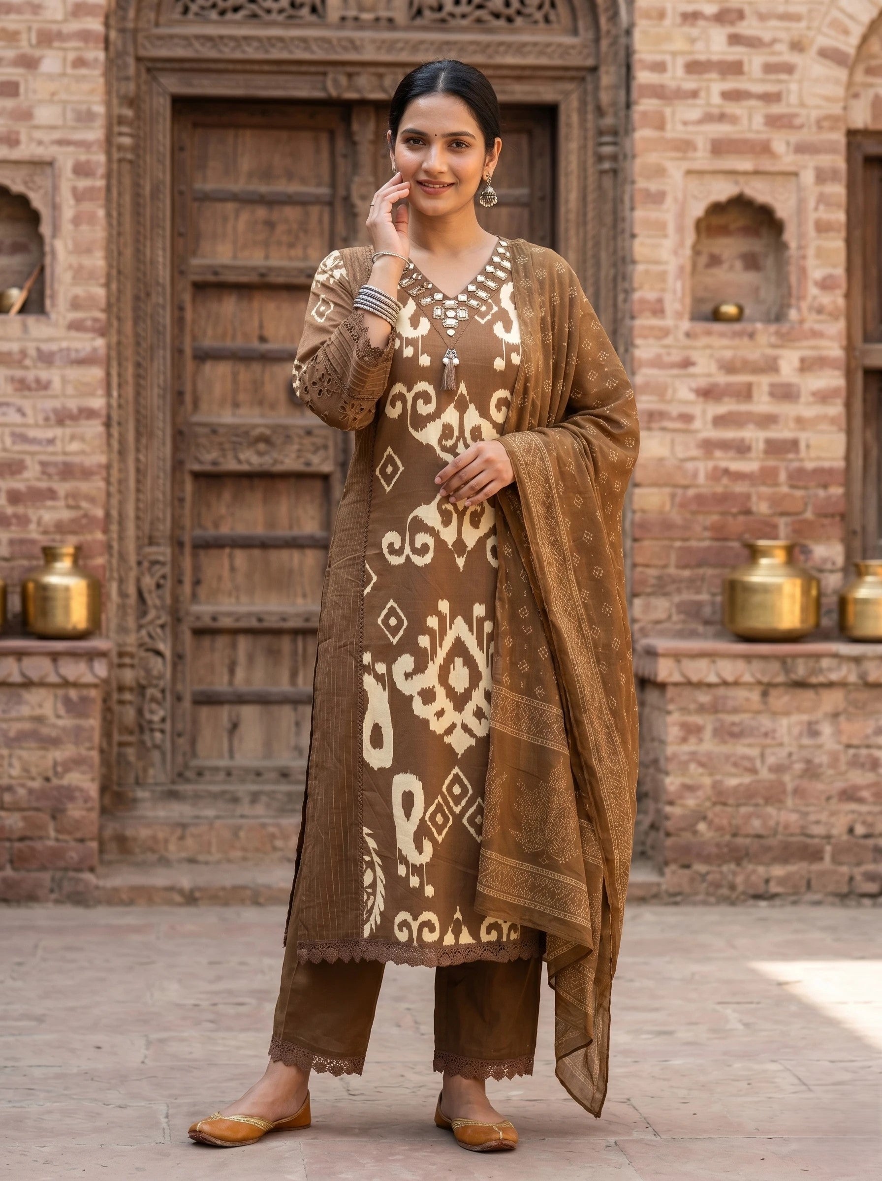COCOA HERITAGE MUL COTTON SUIT SET