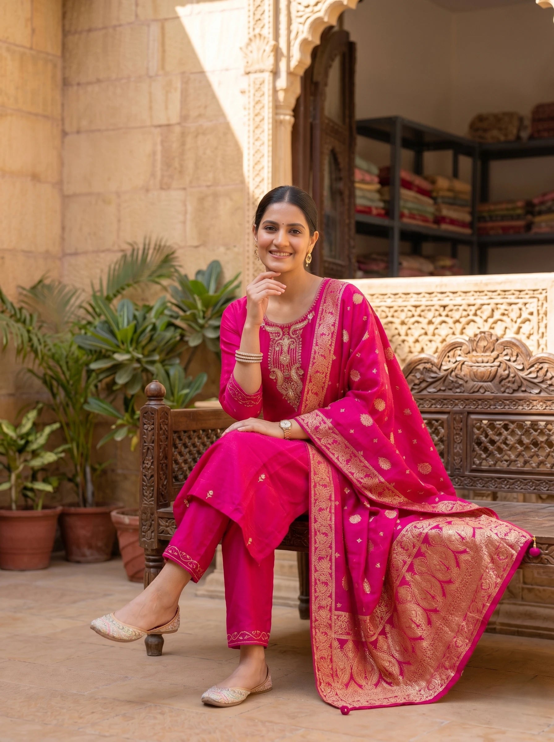 KAMIRA HANDWORK BANARSI DUPATTA SUIT SET