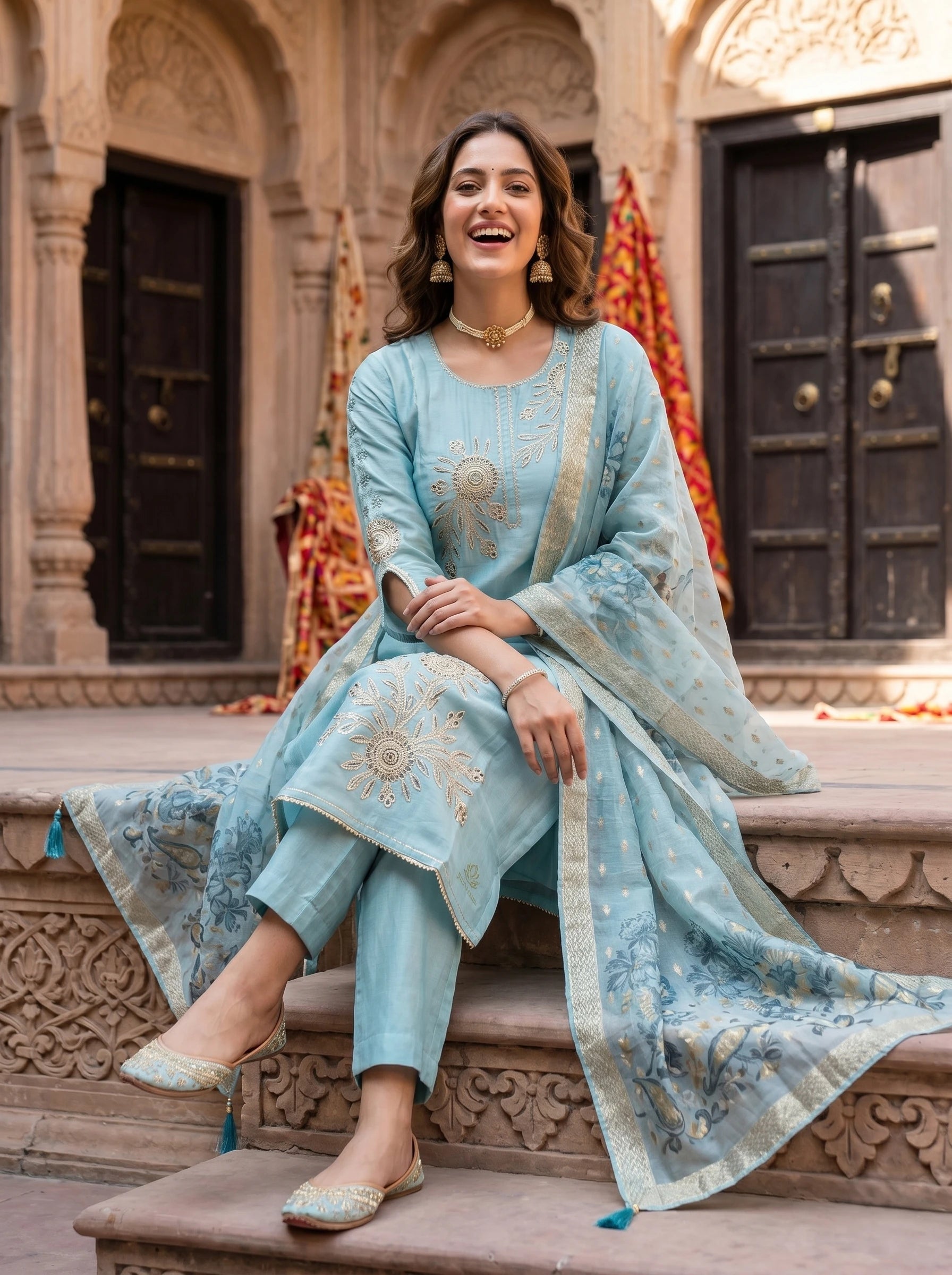 AARZOO ZARI WORK SUIT SET