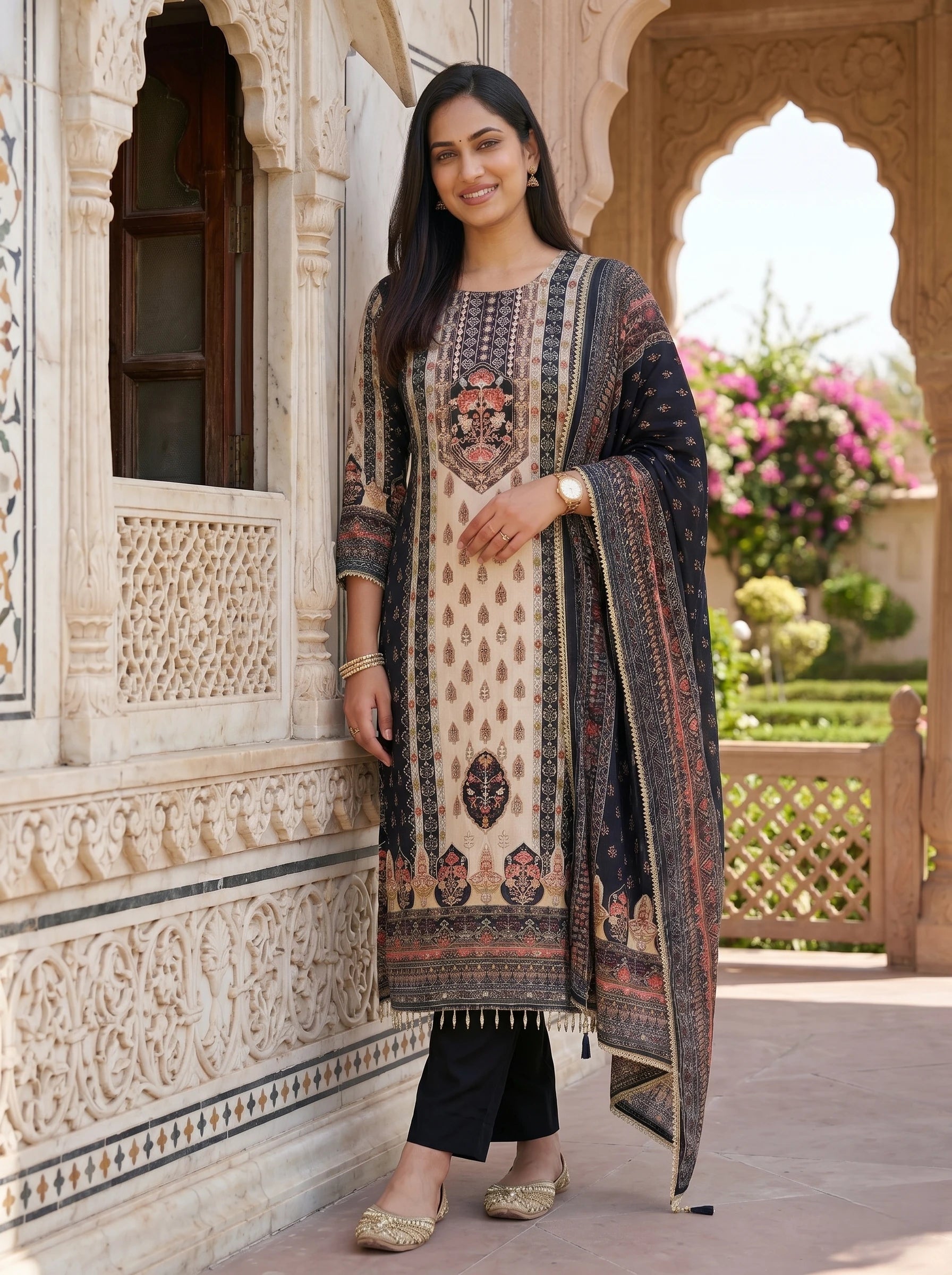 RABIA BLACK STRAIGHT SUIT SET