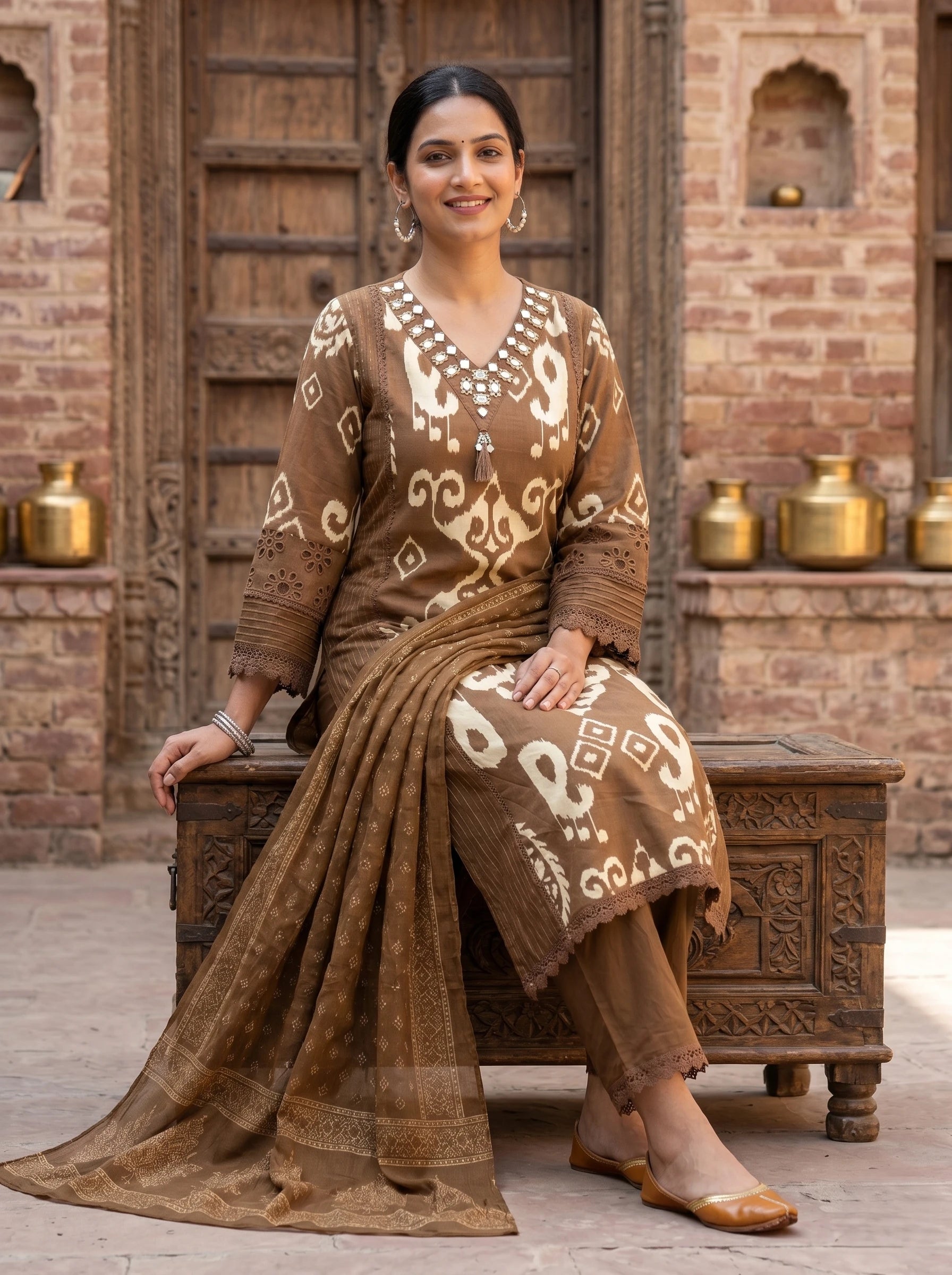 COCOA HERITAGE MUL COTTON SUIT SET