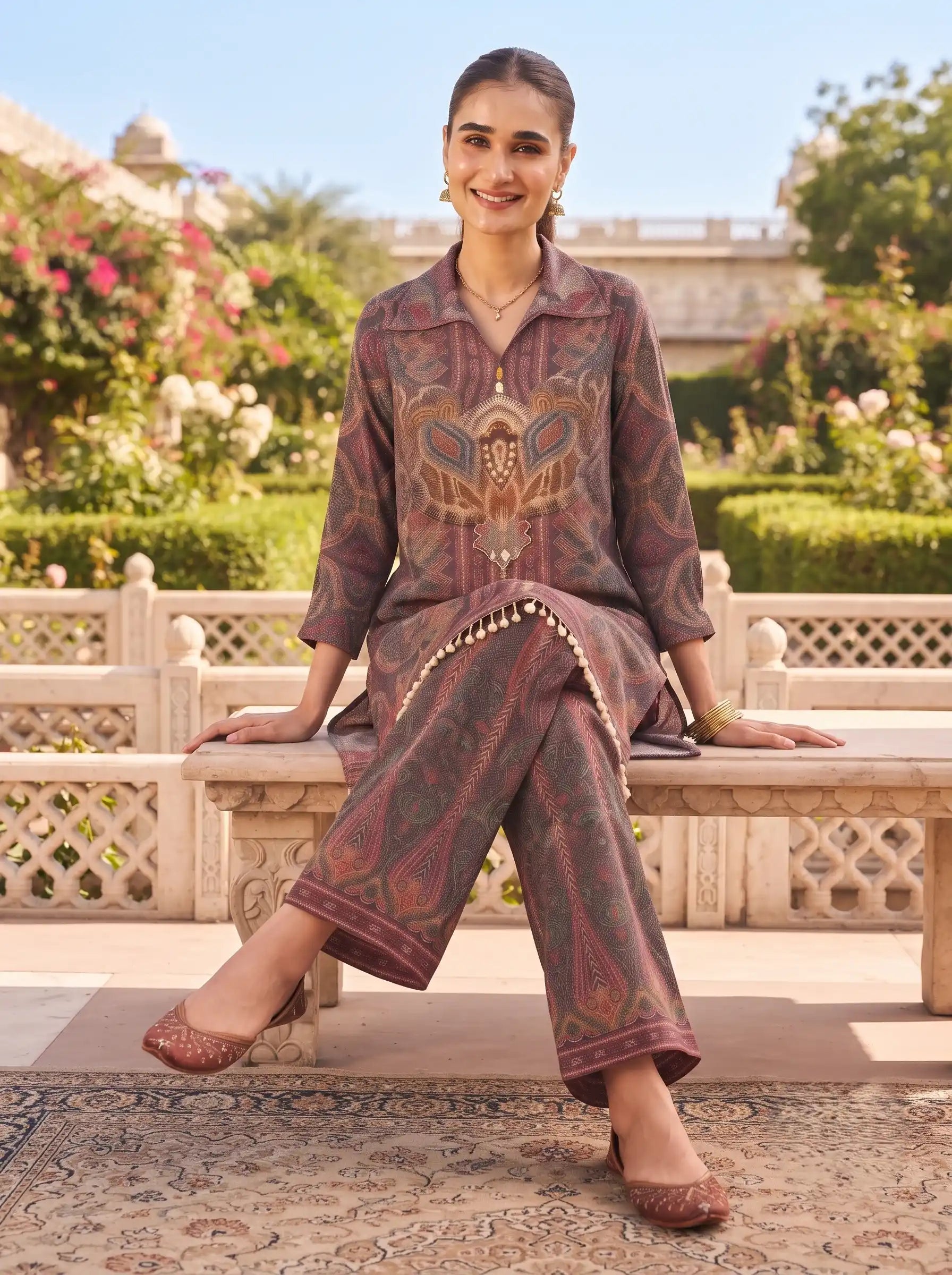 ROYAL PAISLEY PRINTED PURE MUSLIN CO-ORD SET