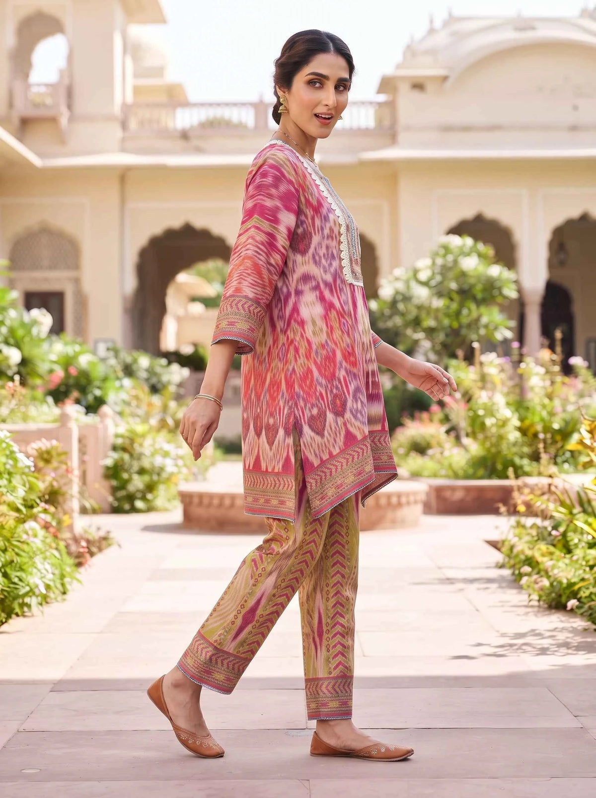 IKEBANA HERITAGE PRINTED PURE MUSLIN CO-ORD SET