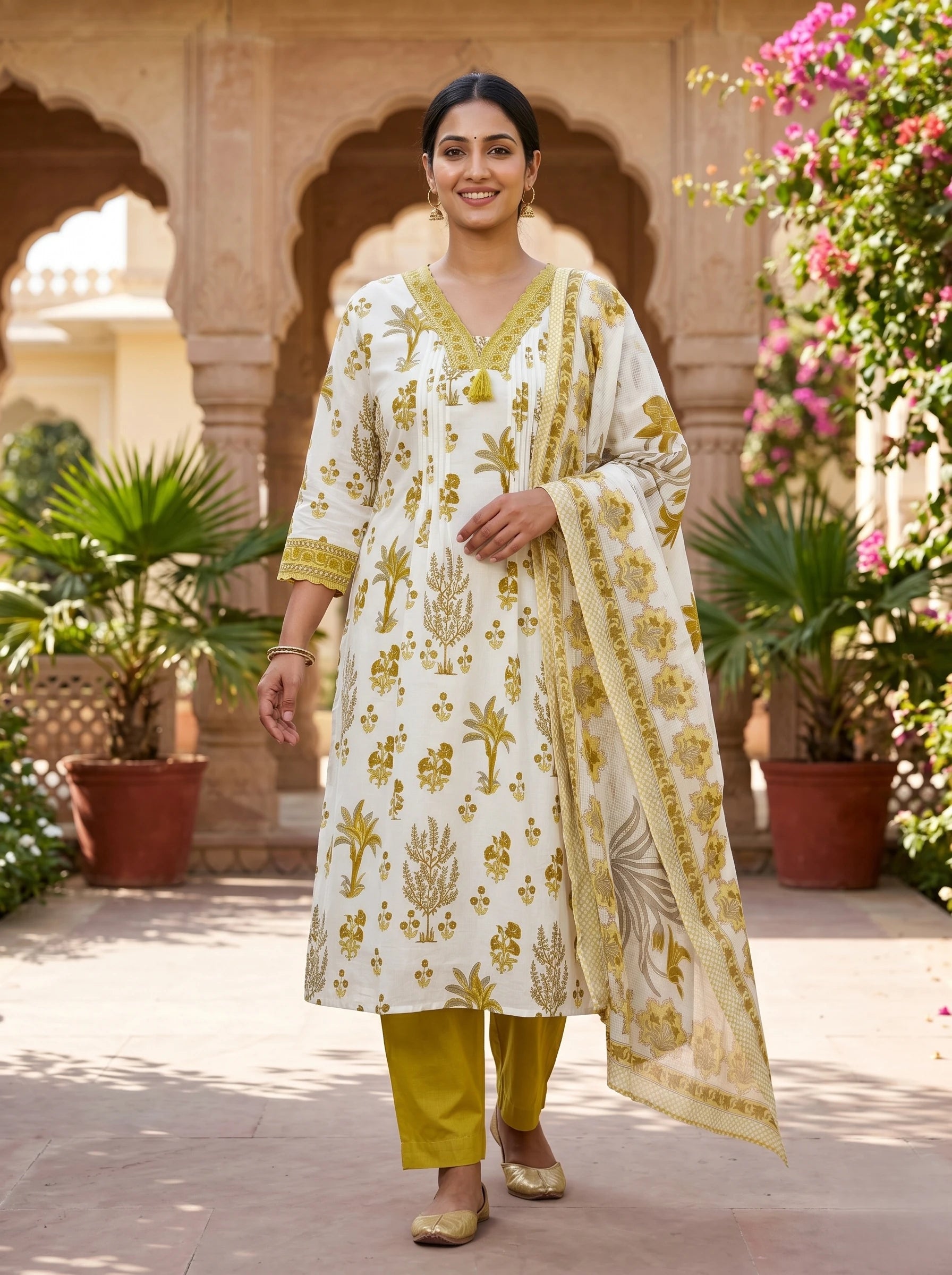 GOLDEN FLORA PURE COTTON SUIT SET