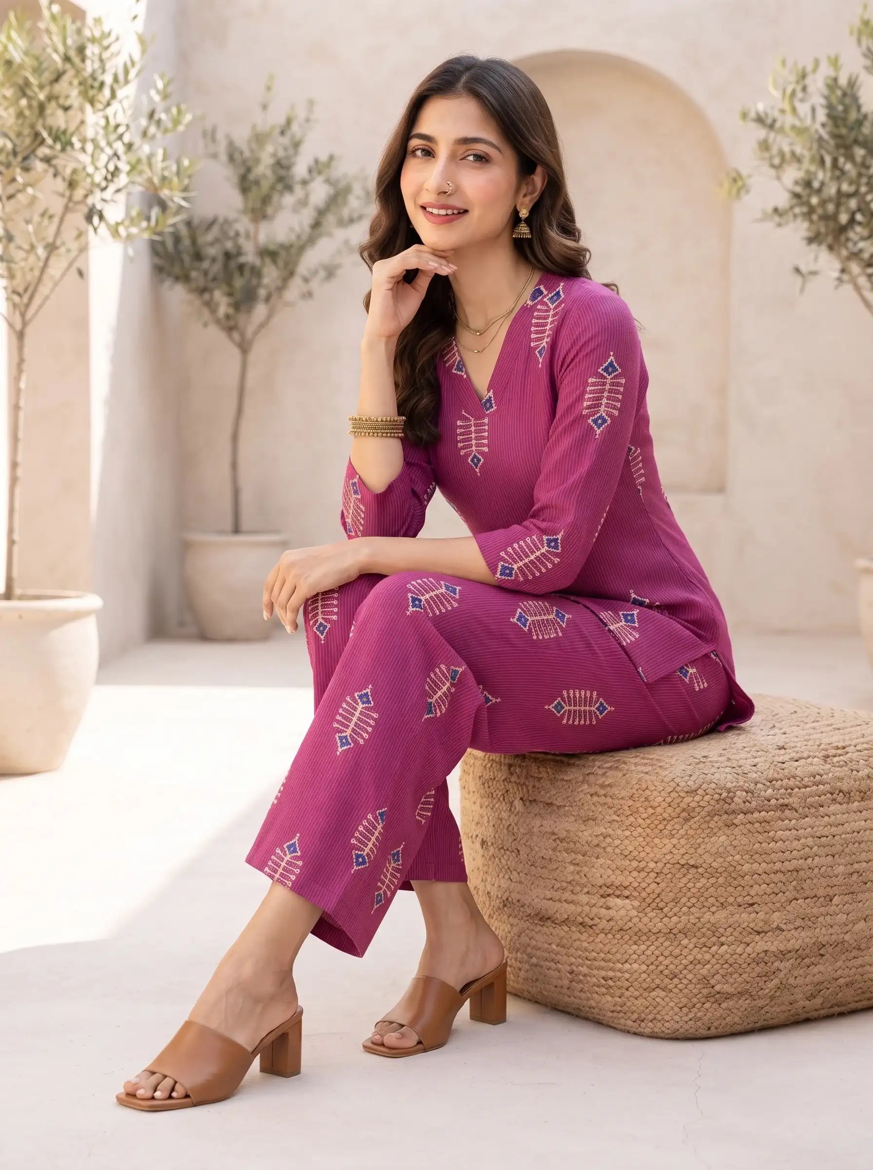 ROYAL RASPBERRY FUSION PURE COTTON CO-ORD SET