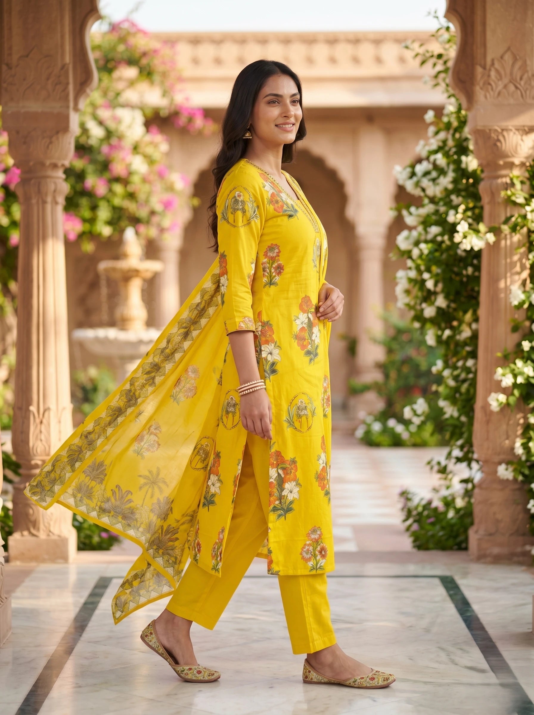 SUN FLOWER HANDWORK SUIT SET