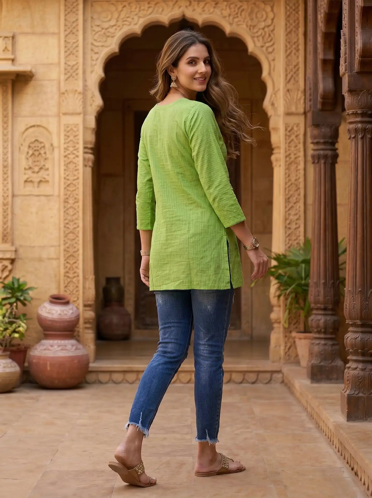 PISTACHIO GREEN EMBROIDERED KURTI