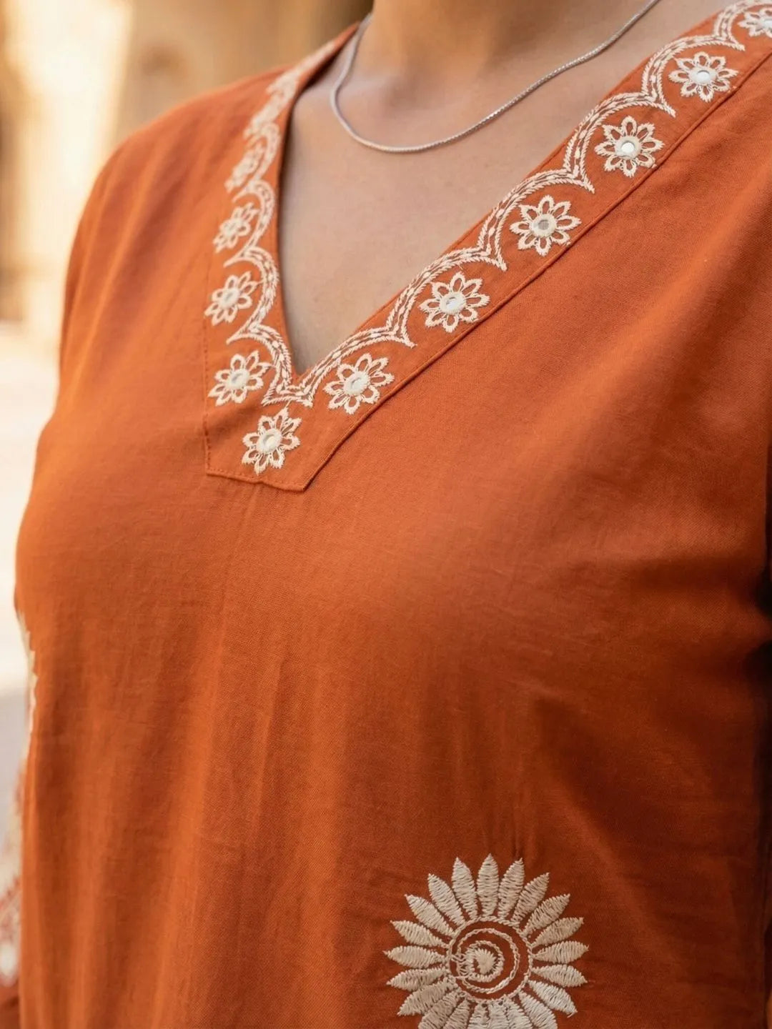 SUNSET TERRACOTTA CHARM THREADWORK SUIT SET