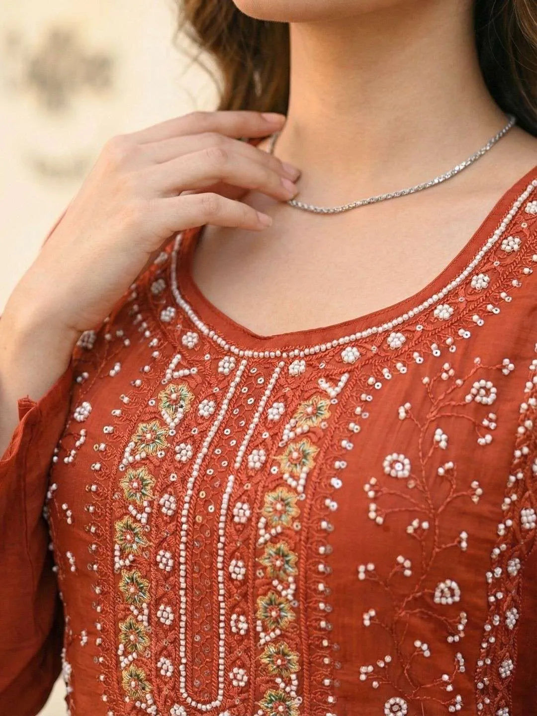 RUST NOOR HAND EMBROIDERED CO-ORD SET