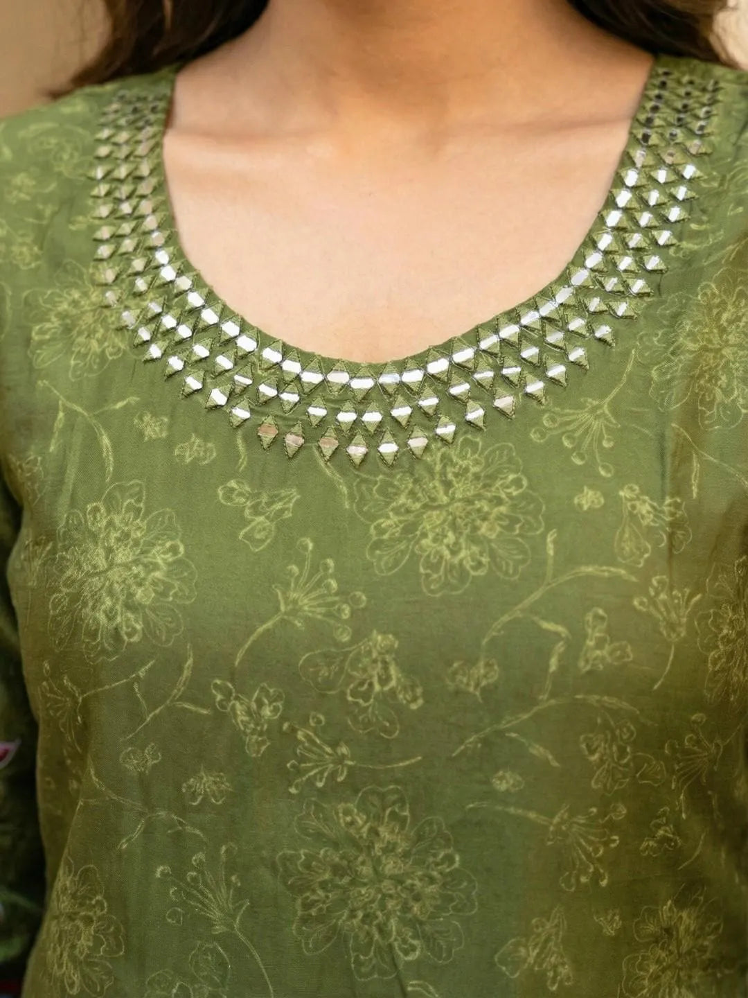OLIVE RAAG MIRROR WORK CO-ORD SET