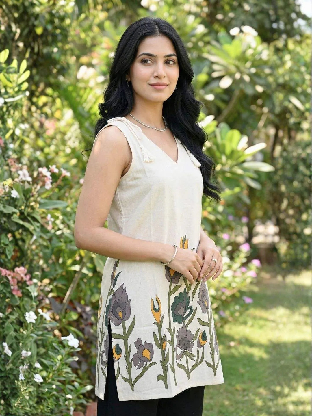 MEADOW FLORA HAND PRINTED TUNIC