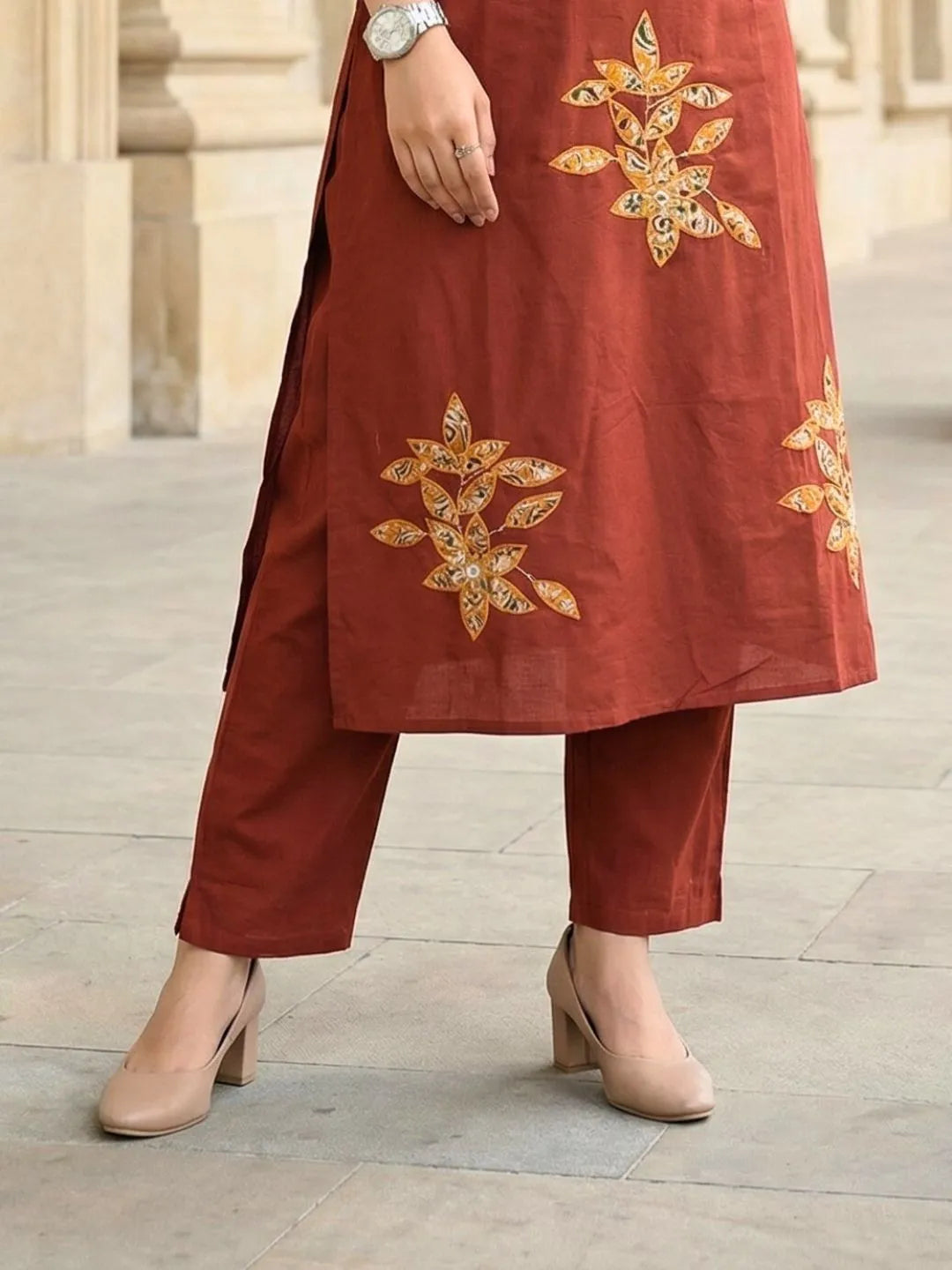 SUNSET RUST EMBROIDERED KURTA SET